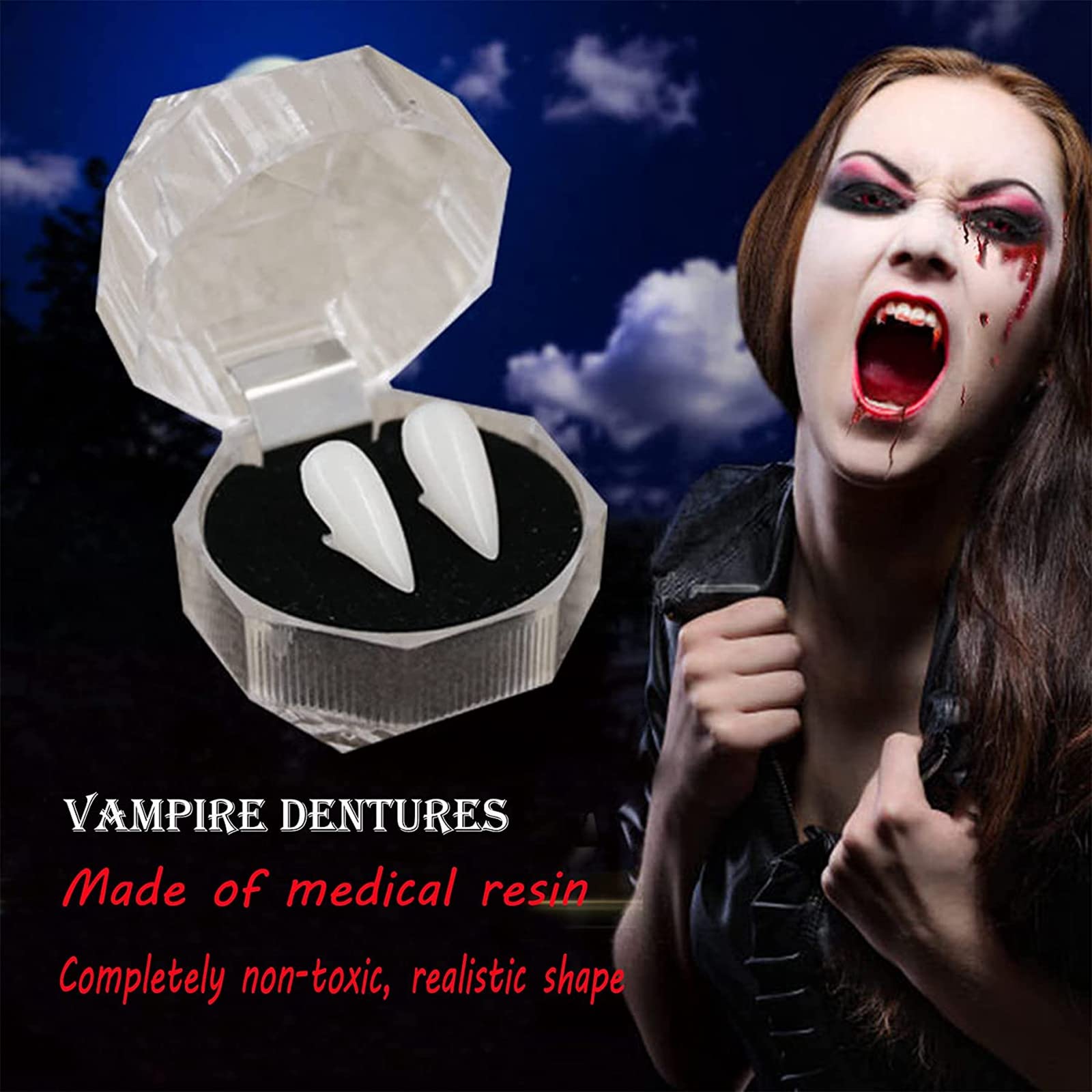 4 Paar Halloween Vampirzähne Mit Klebepellets – Perfekt Für Kostümpartys & Cosplay