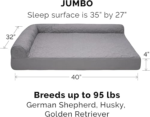 Miniatura 3 de Furhaven - Funda de repuesto para cama Pinsonic acolchada con estampado de patas, con forma de L, jumbo (XL)