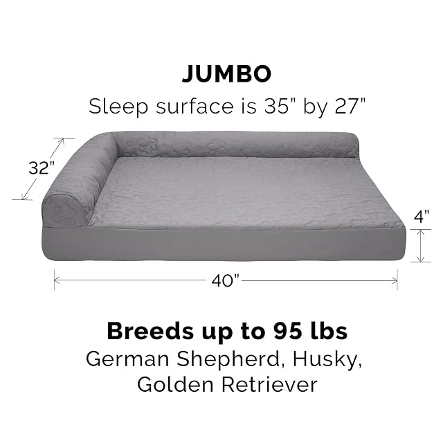 Foto 3 de 6 de FurHaven Pinsonic - Funda de Repuesto Acolchada para Cama de Perro en Forma de L, Titanio, Jumbo (XL)