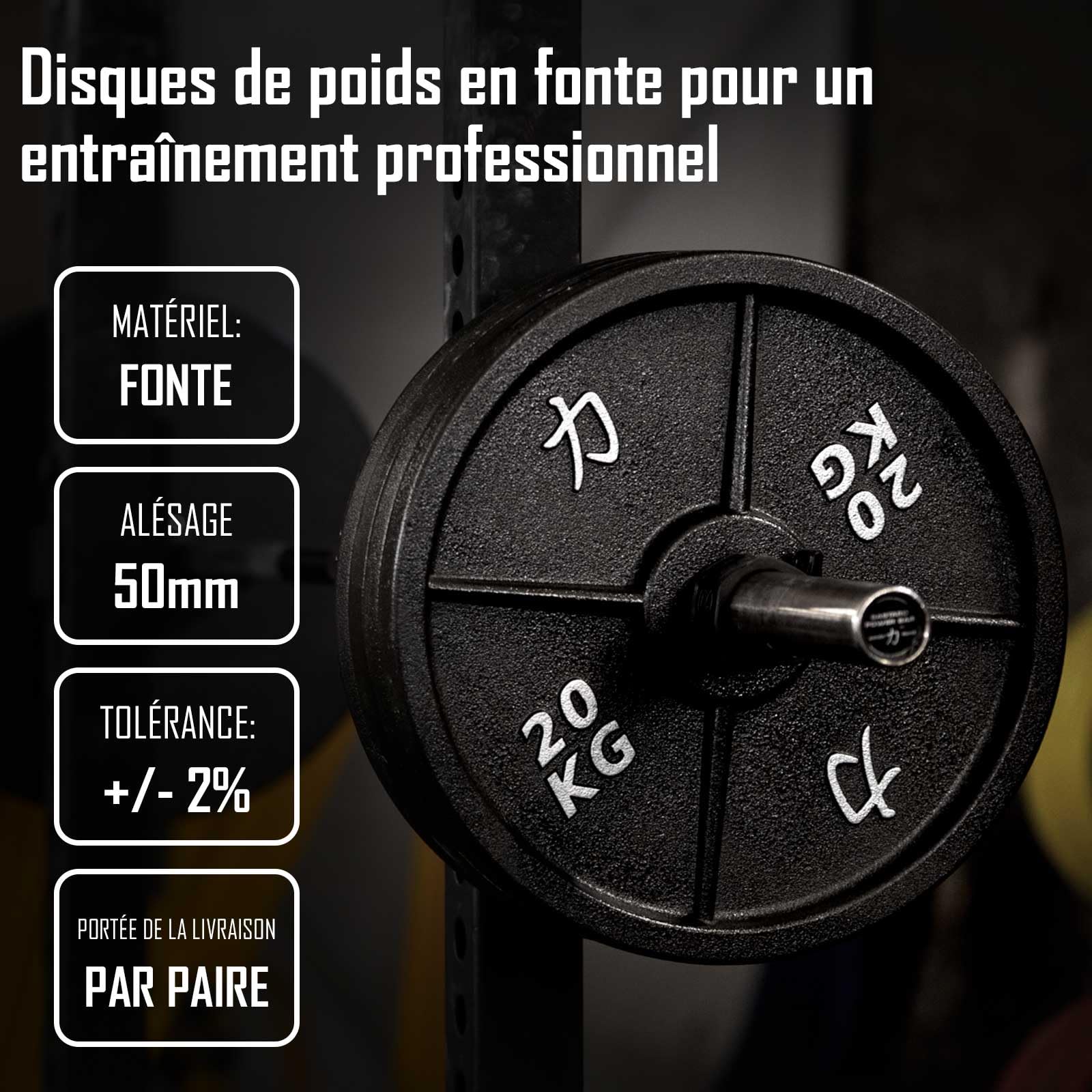 Strength Shop disque musculation 50mm (1,25 kg à 25 kg), disque de