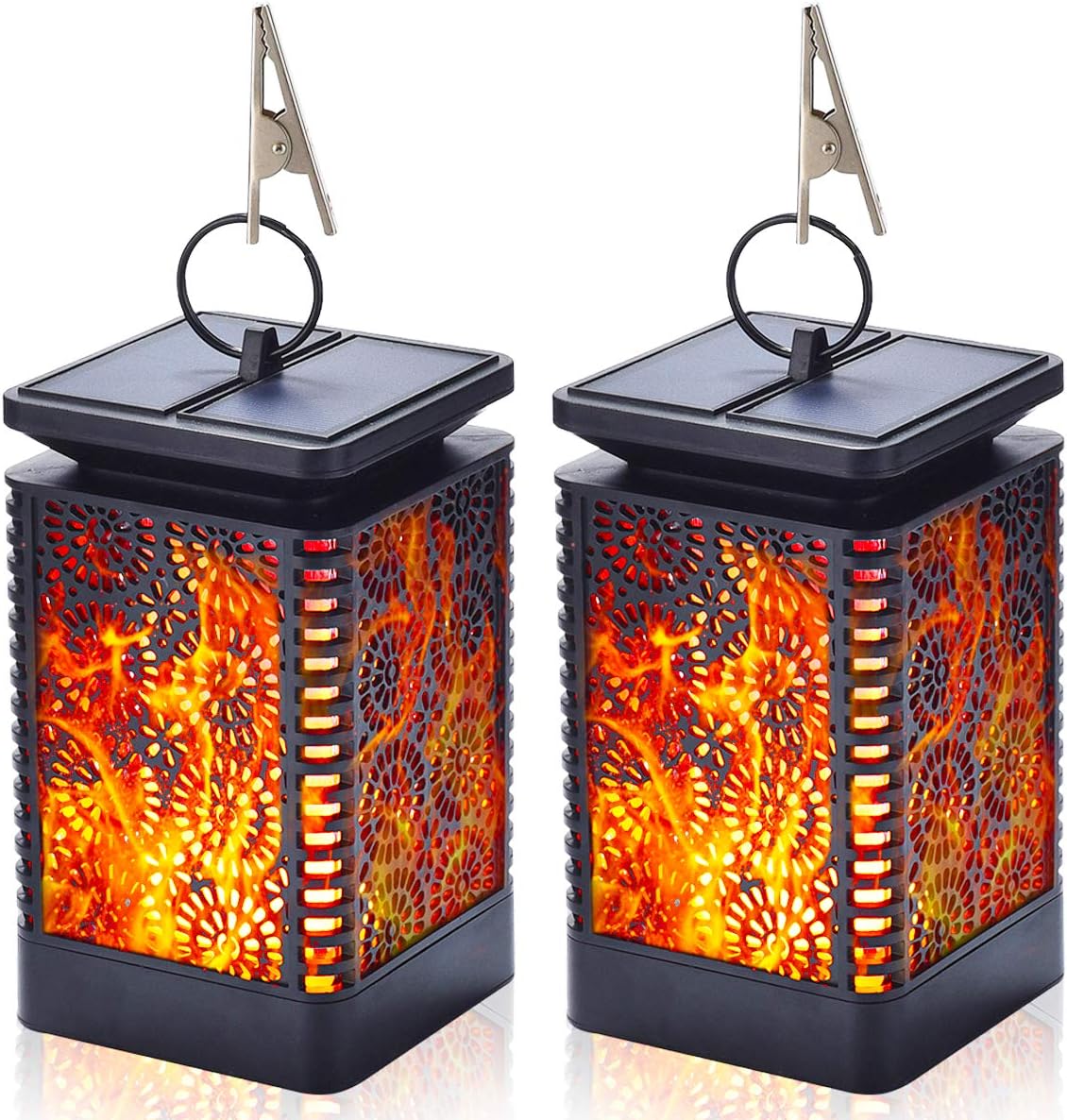Kithouse 2 Pack Hanging Solar Lanterns Lights Outdoor Hanging Waterproof Decorative Lantern for Garden Patio Yard Party Festival Decor