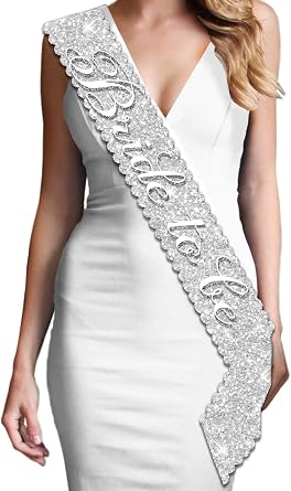 RhinestoneSash Bride Sash Bachelorette Party - Sparkly Silver Bridal Shower Accessories - Engagement Gifts for Bride