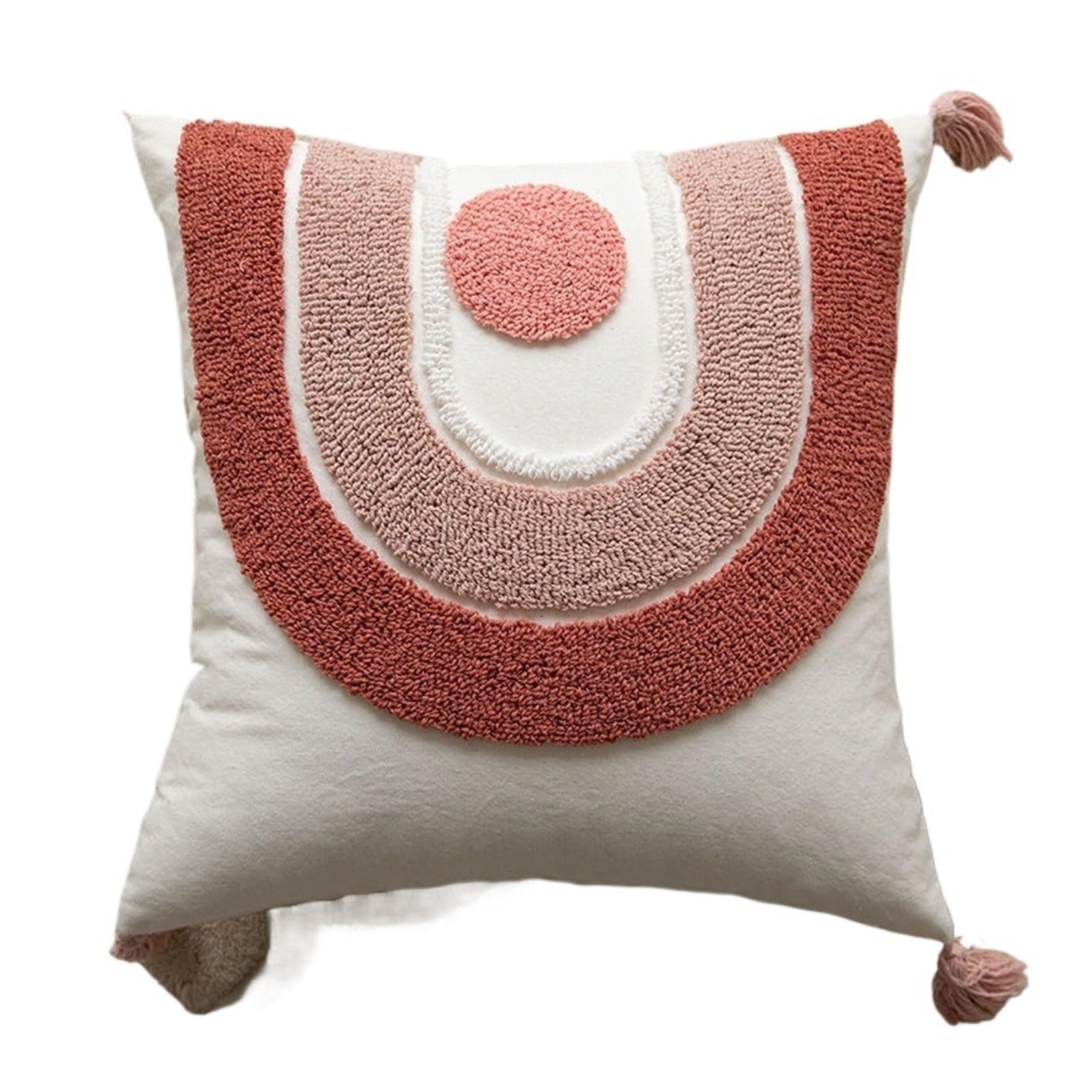 Fgujsur Color 01 Cushion Covers Pink Cotton Tufted Pillow Cover With Tassels Sweet Decorative Pillowcase For Sofa Chic Cushion(Color 01)