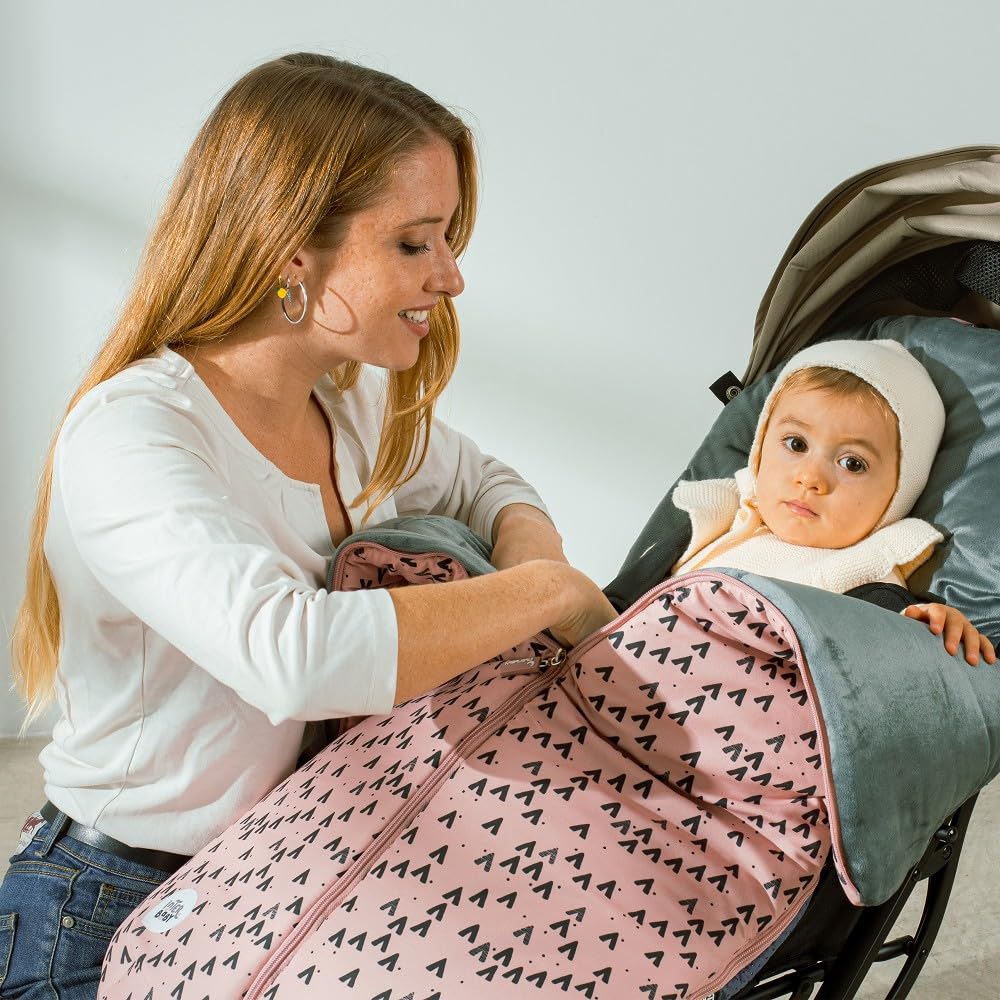 Interbaby Chanceliere Bebe Poussette Couverture Poussette Bebe Hiver, Doux | Sac de Couchage Poussette Bebe Détachable, Double Ouverture, Lavage Facile, Matériaux Antiallergiques, Montan Rose