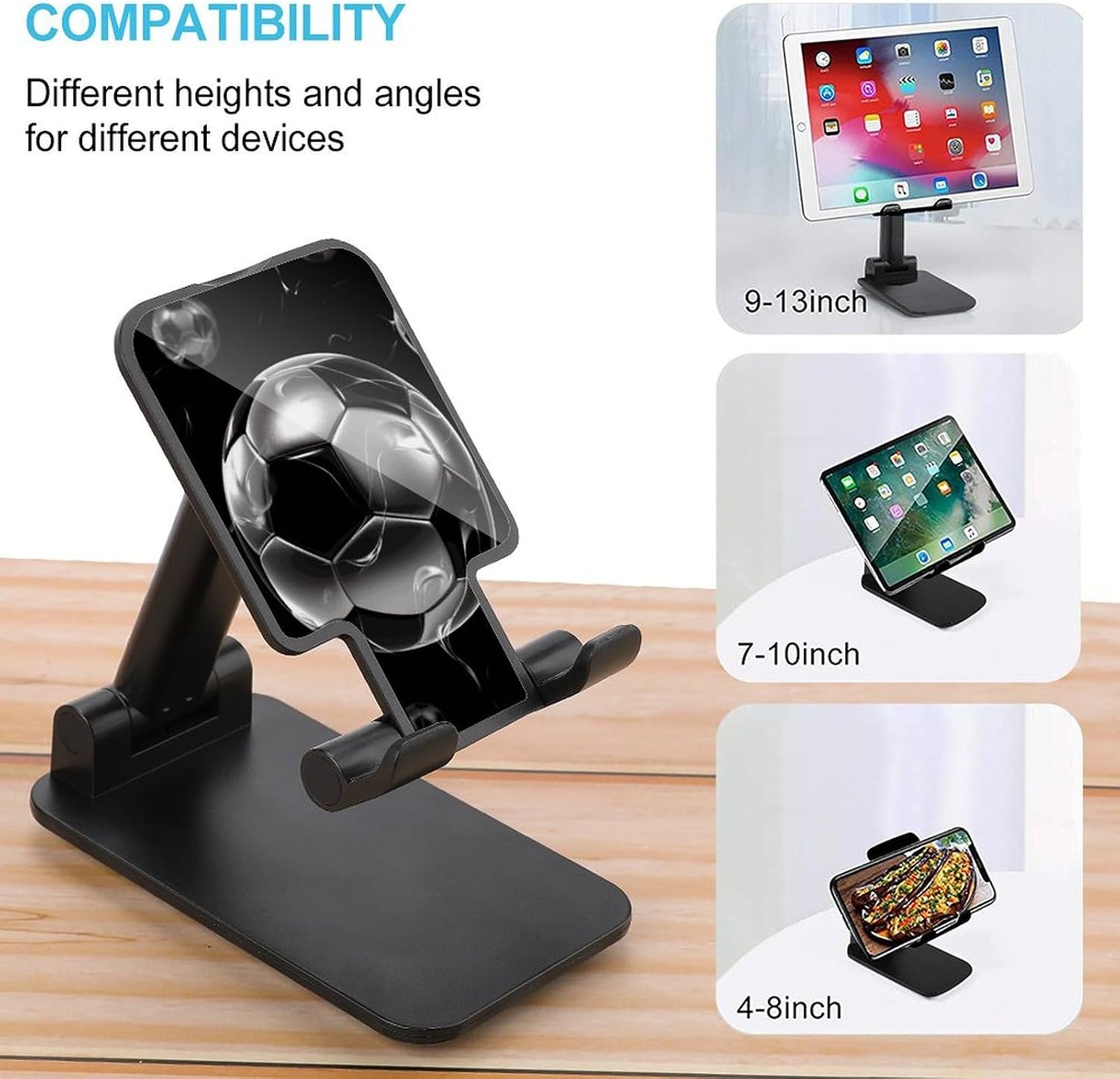 Soccer Black Folding Cell Phone Stand, Portable Phone Holder image 3