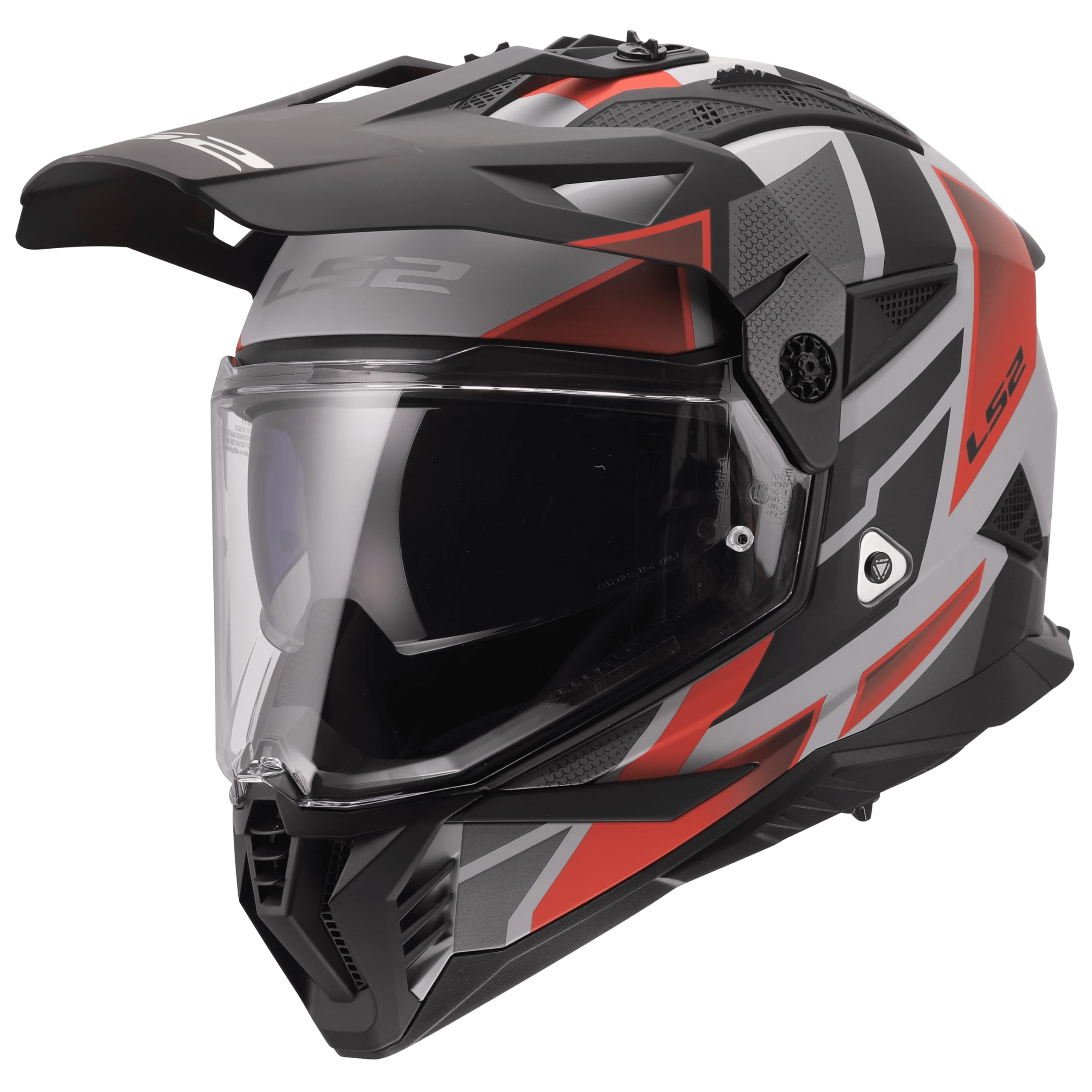 LS2, Casco Moto Cross PIONEER II BLOCK Grey Red, XS