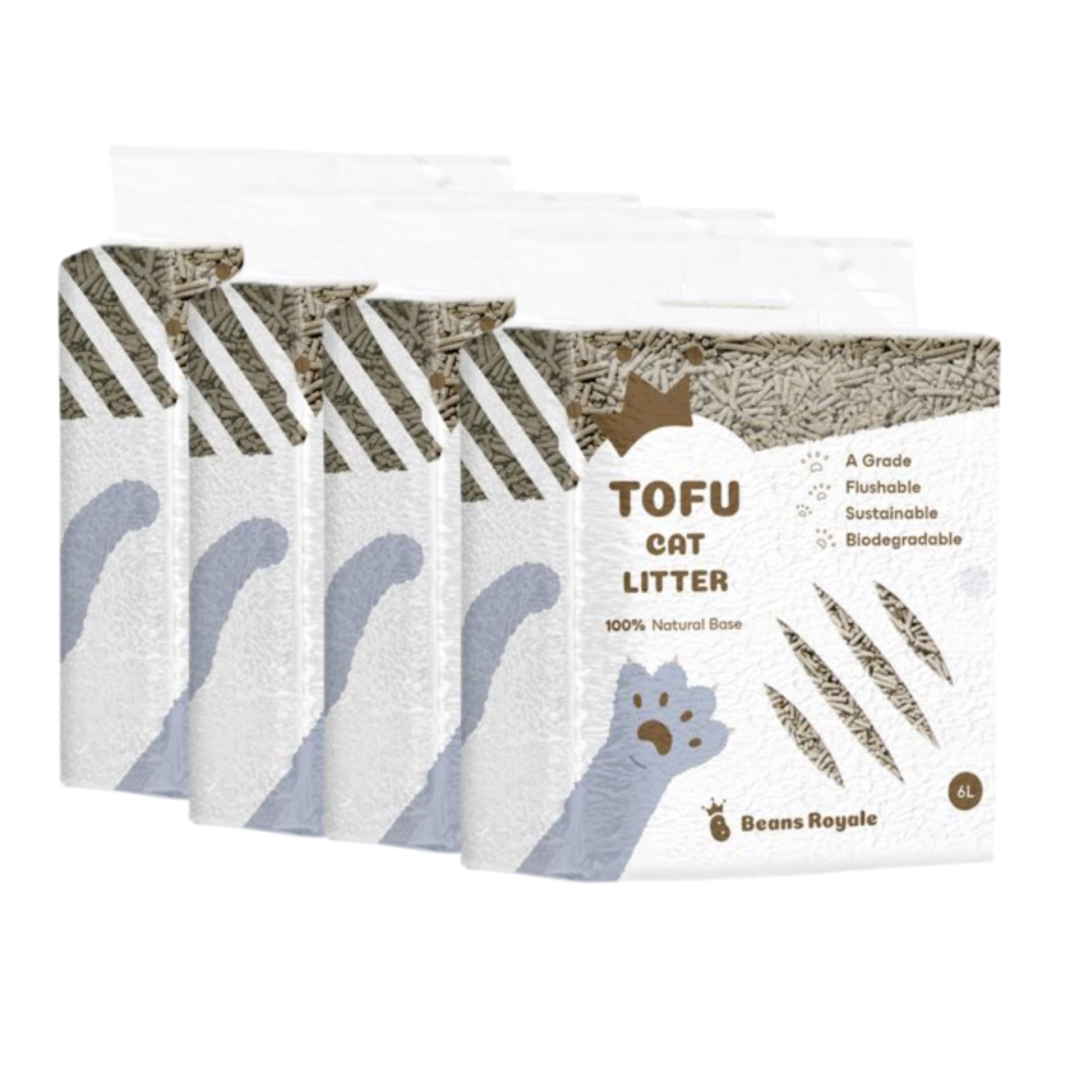 Tofu Cat Litter, Clumping Kitty Litter, Flushable,Pea Fiber,Dust Free, Odor Control, Low Tracking, Lightweight (Milky 4 Pack) (Carbon) — image 1