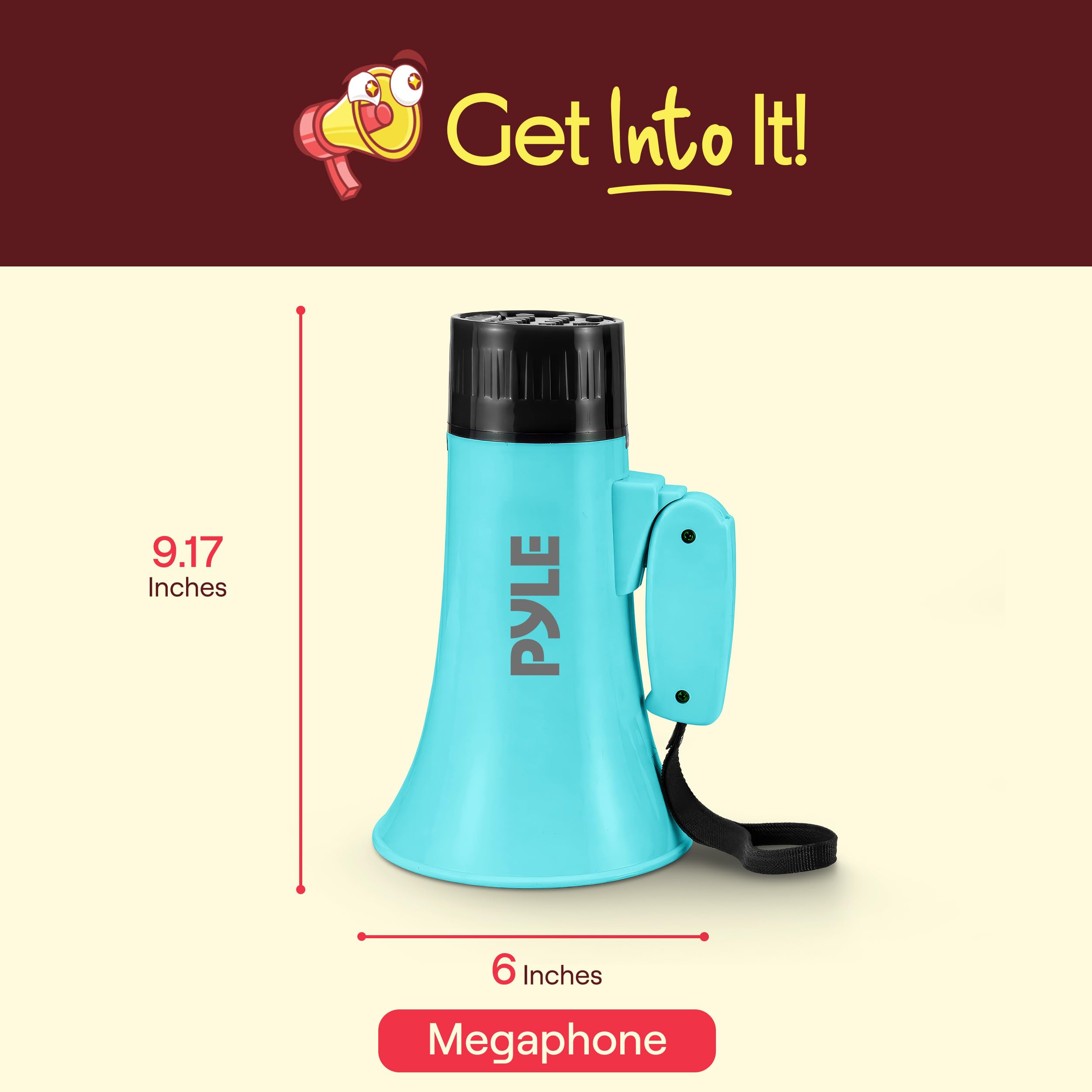 Pyle Megaphone Haut-Parleur 30 W | Mégaphone Bullhorn Rechargeable avec bandoulière, sirène, Bluetooth et changeur de Voix | Portée de 914 m | Enregistrement et Lecture | Design résistant aux