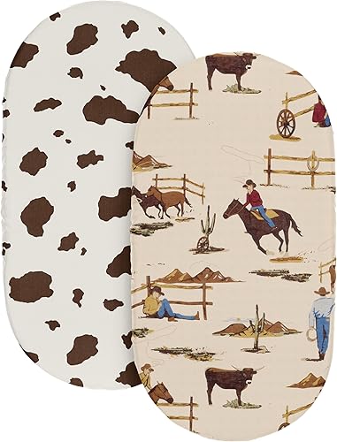 Miniatura 8 de Sweet Jojo Designs Juego de sábanas bajeras para cuna color marrón tostado y vaquero para bebé para bebé recién nacido se adapta a colchón estándar