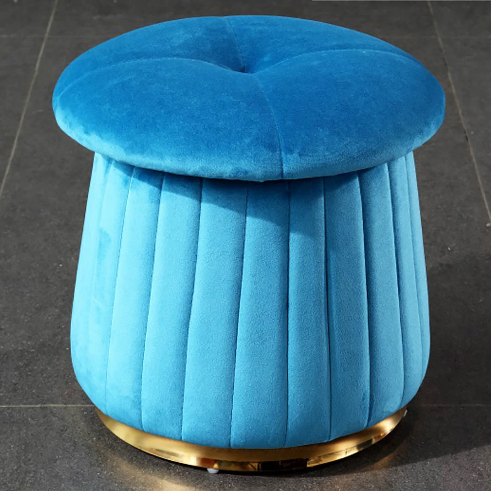 Tabouret de coiffeuse en velours champignon G 38x avec base dorée