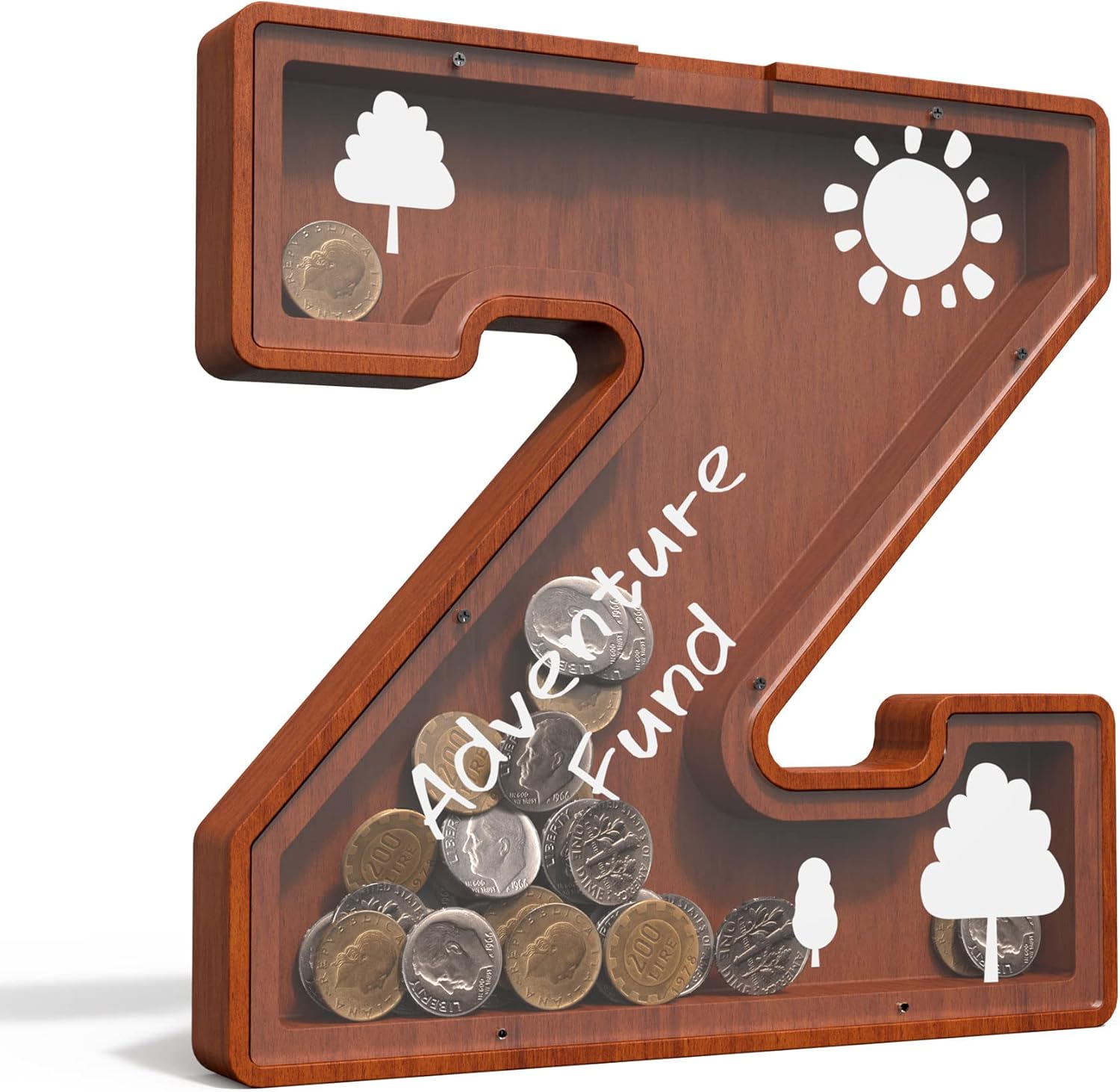 Wooden Piggy Bank, 10Inch Large Money Bank Letter Z for