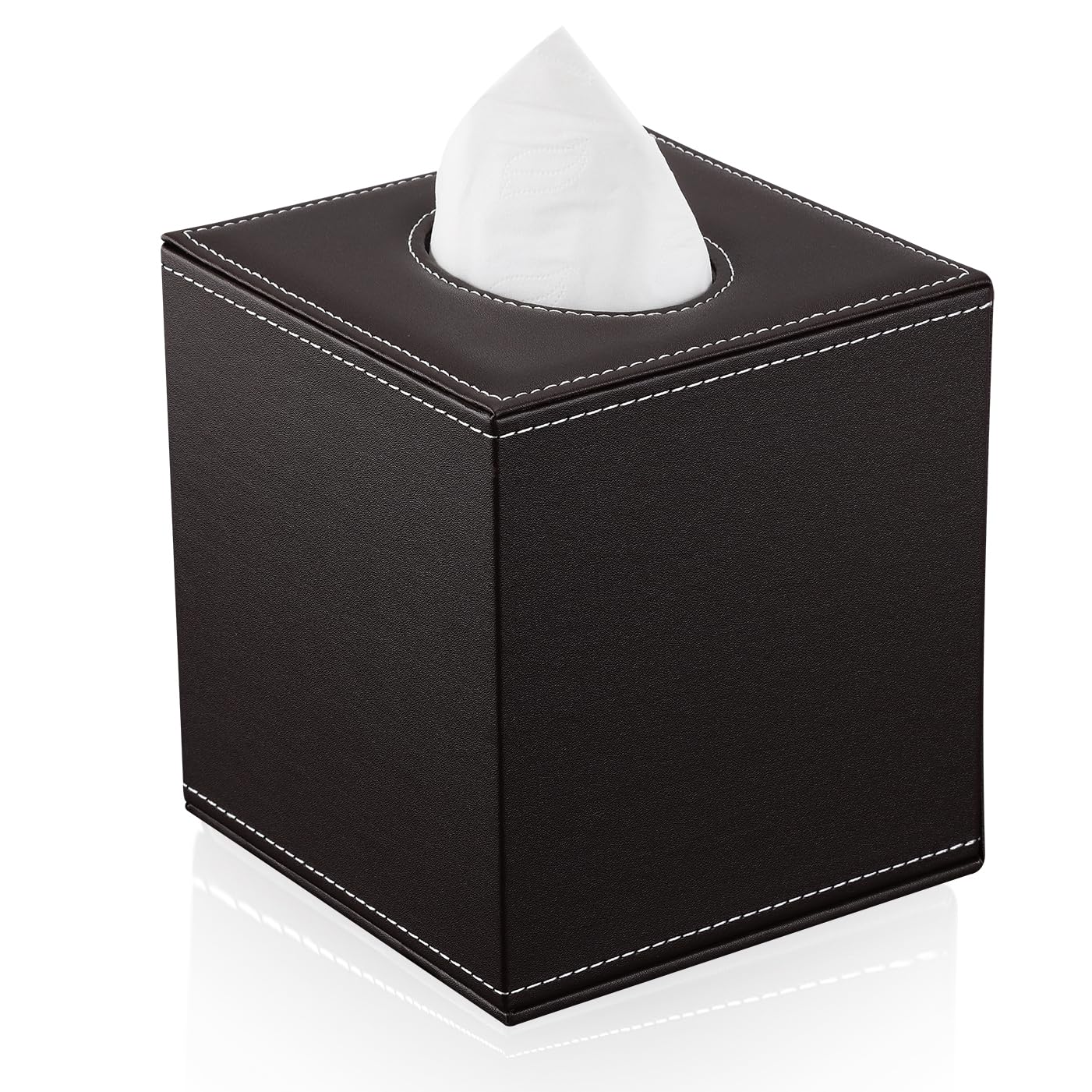 KINGFOM Moderna scatola quadrata in pelle ecologica in poliuretano, dispenser per fazzoletti per bagno, piano di lavoro, comodini, decorazione automobilistica per ufficio e auto (marrone)