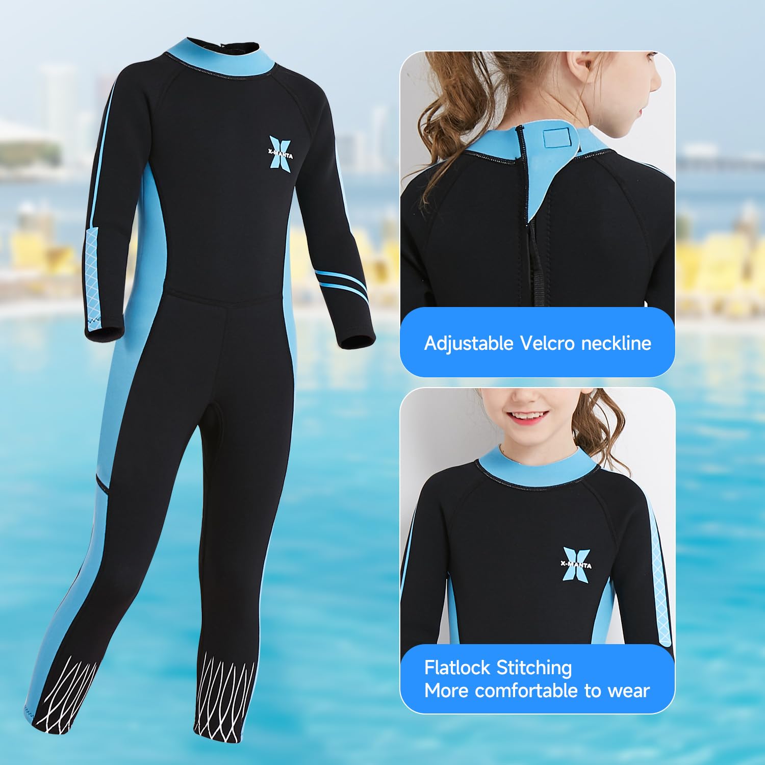 Traje de neopreno para niños y niñas, niños pequeños, manga larga, 2,5 mm, traje de baño térmico de neopreno, trajes húmedos completos en agua fría para natación, surf, buceo