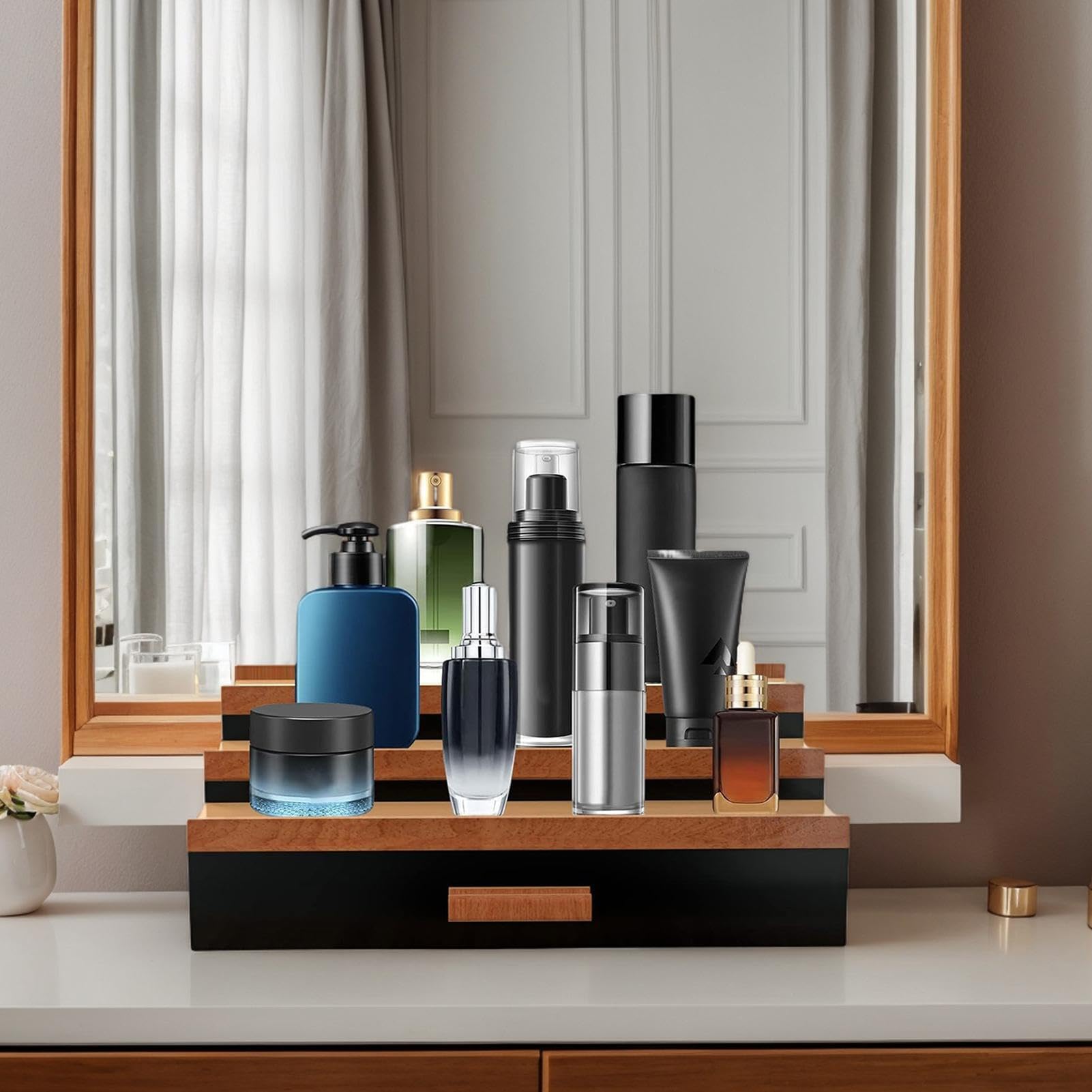 Organizador de perfumes, soporte de pantalla de perfume Estante de soporte | Organizadores del baño y almacenamiento para barba, loción de afeitar, reloje