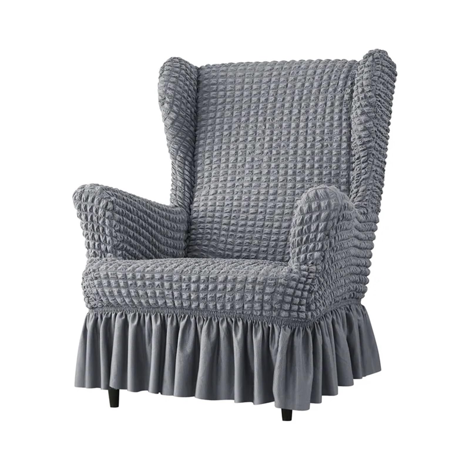 GCYEIDMA Wing Chair Slipcover Seersucker Wing Chair Cover Solid Color Armchair Slipcover Stretch Wingback Sofa Covers with Cushion Home Decor(A2 Wingchair Cover)