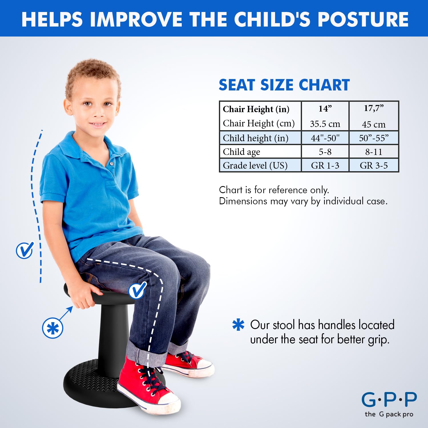 Gpack-pro Kids Wobble Stool – Improves Focus Attention – Non-Slip Base - Wiggle Chair Active Flexible Seating for Preschool Kindergarten Elementary School 14-Inch High (Black)