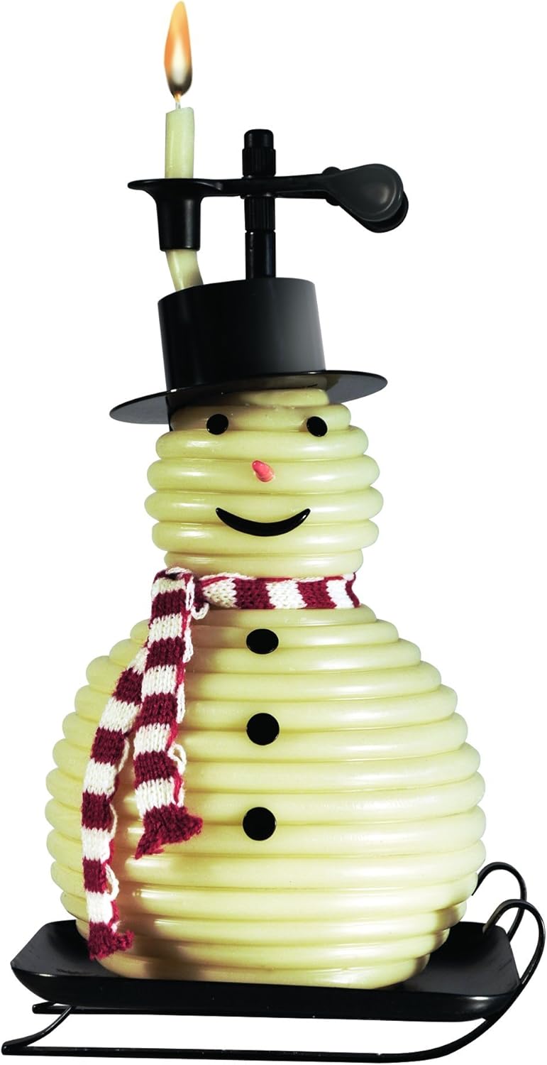 Candle by the Hour 100-Hour Snowman Candle, Eco-friendly Natural Beeswax with Cotton Wick,White