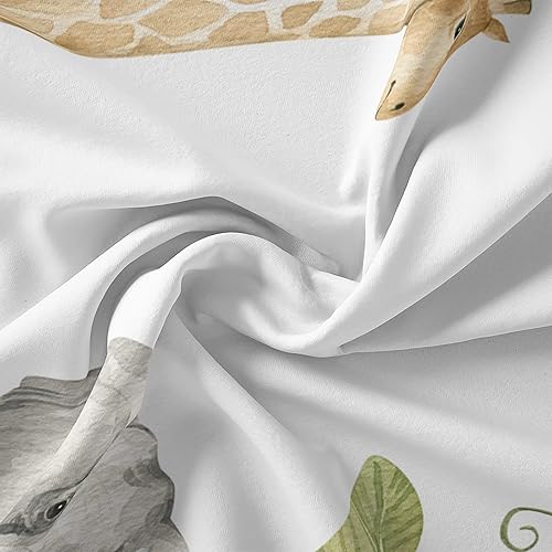 Miniatura 7 de QOOMO Edredón de monos jirafa elefante, tamaño Queen, juego de ropa de cama para niños de animales salvajes, juego de ropa de cama de 3 piezas con 2