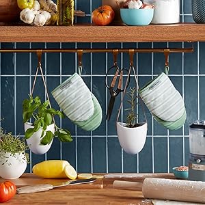 KitchenAid Albany Mini Oven Mitt 2-Pack Set, Pistachio, 5.5"x8"