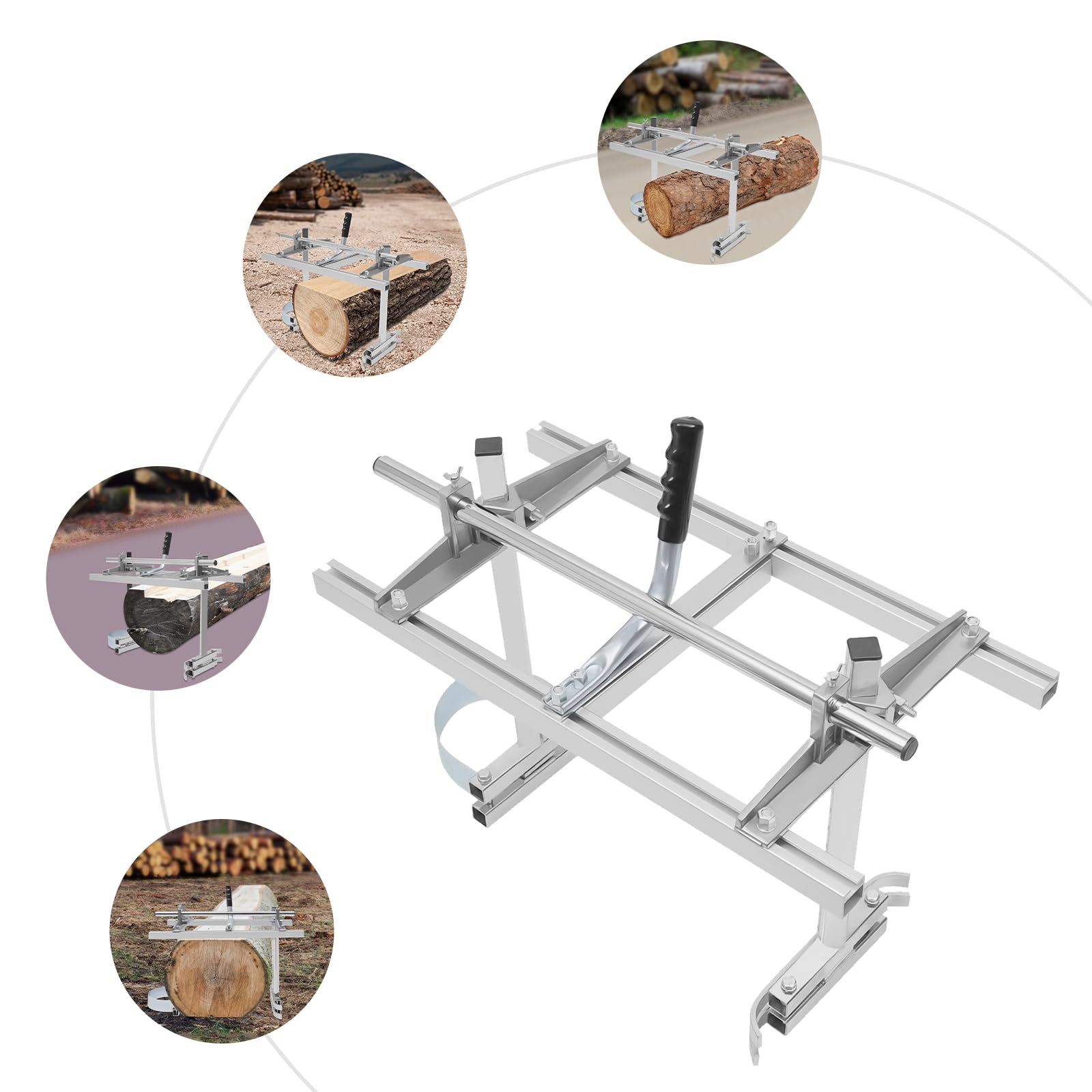 Molino de motosierra, aserradero portátil, aserradero móvil, guía de motosierra ajustable para tablas, madera de molino eficiente, grosor máximo de corte 1,27-33 cm, para una variedad de necesidades