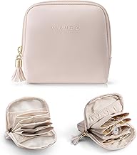 Vlando Boîte à bijoux de voyage de luxe avec franges, boîte à bijoux de voyage à 6 couches pour femme et fille, étui de voyage en cuir écologique, pour boucles d'oreilles, colliers, bracelets, montres