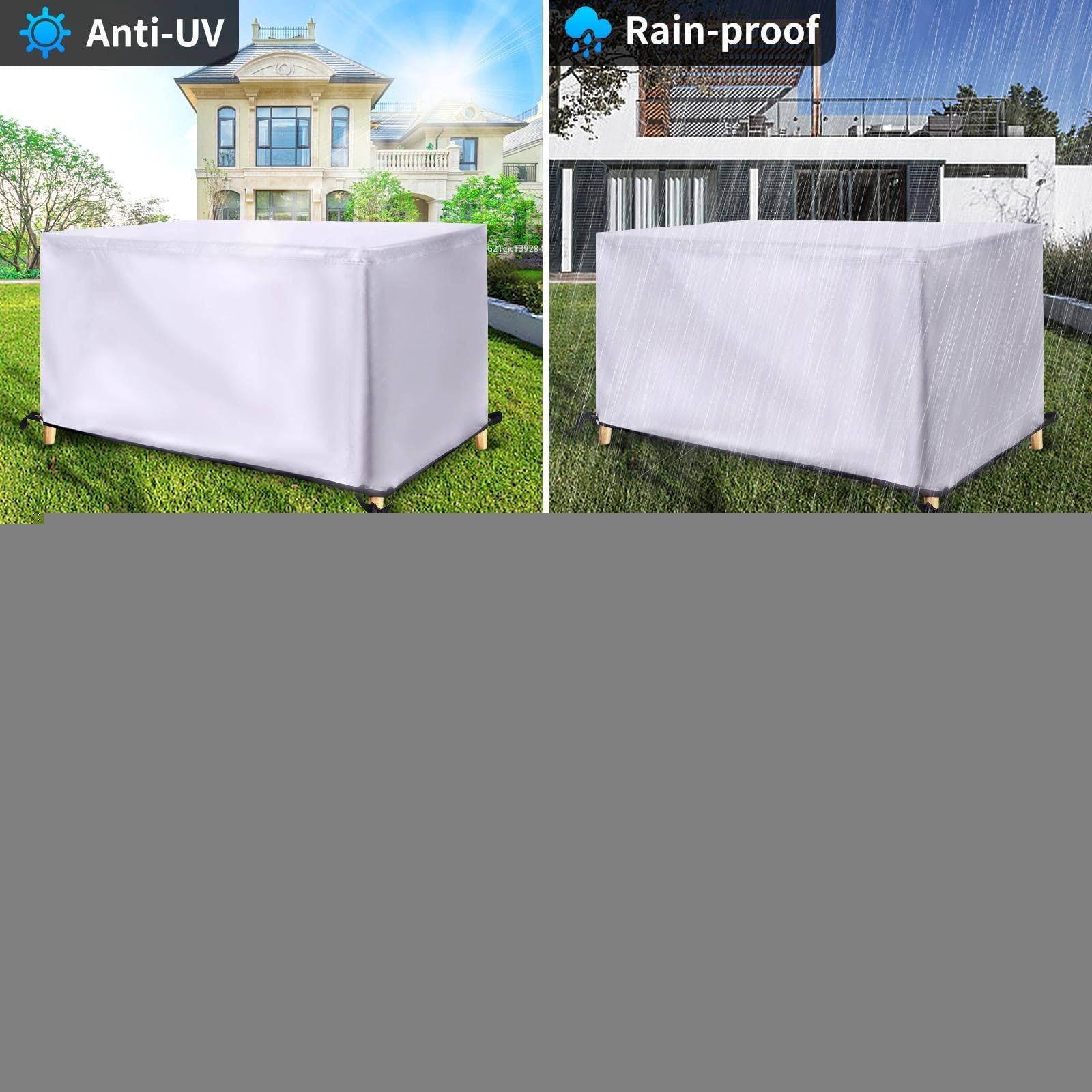 HOLEILUCK Funda Mueble De Jardin,370x370x75cm/LxWxH Funda Muebles Exterior Impermeable,Anti-UV a Prueba De Viento Tela Oxford 420d Funda Sofa Jardin Exterior para Sofá Cubre Mesa Y Sillas Exterior