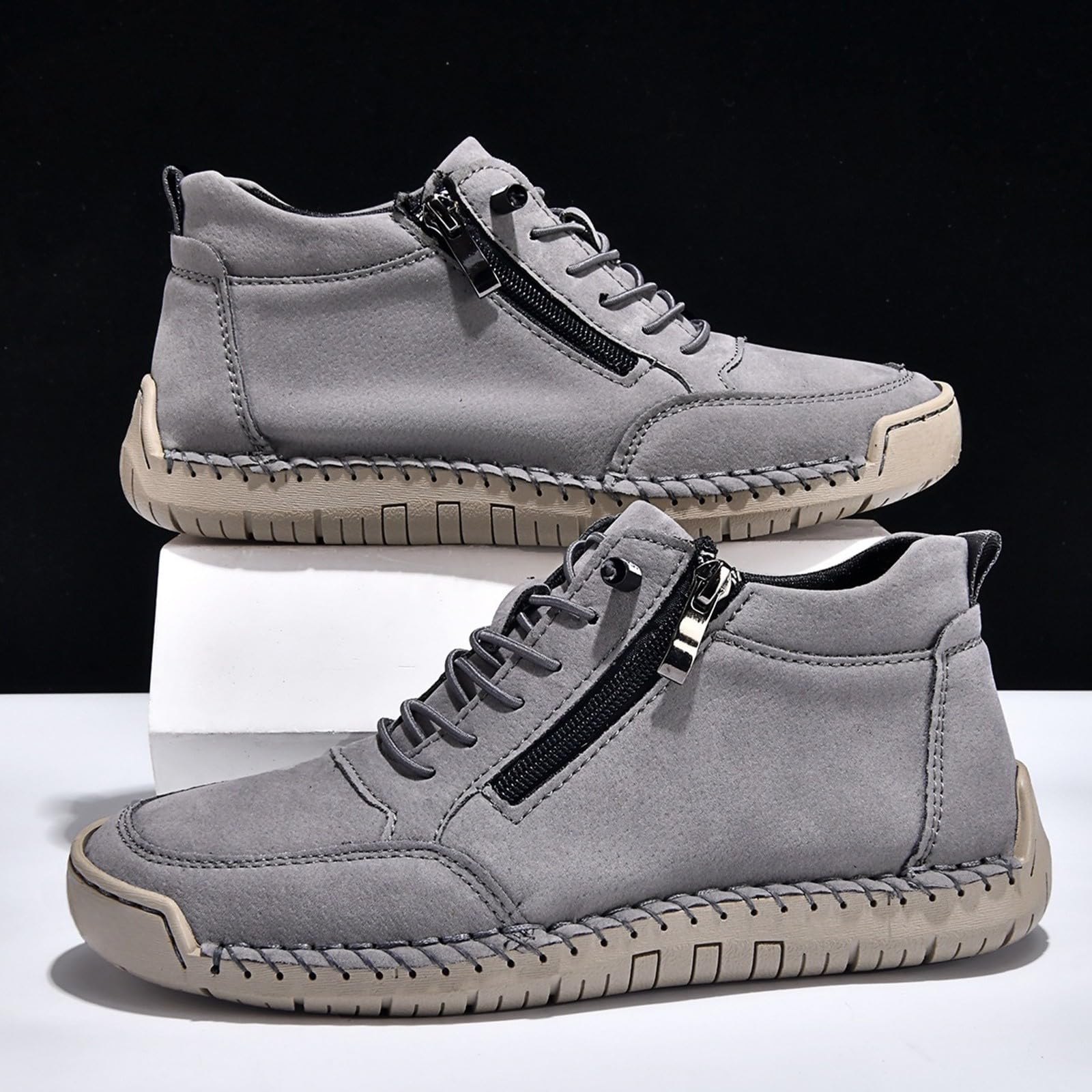 Generisch Sneaker da donna slip-on, scarpe da ginnastica leggere, traspiranti, senza lacci, leggere, in pelle, per il tempo libero, casual, comode, bianche