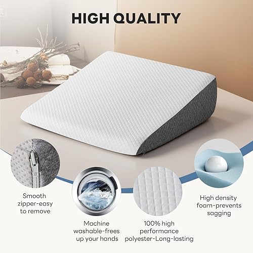 Miniatura 4 de DUMOS Almohada de cuña, almohada corporal para apnea del sueño, alivio del dolor de cuello, poscirugía, comodidad para dormir, reflujo ácido, acidez