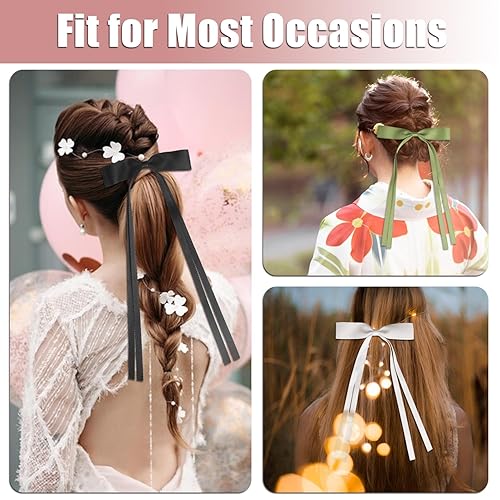 Miniatura 6 de 3 lazos para el pelo para mujer, pinzas para el cabello, lazos negros para mujer, lazos grandes, pinzas de metal, pasador francés con cola larga,