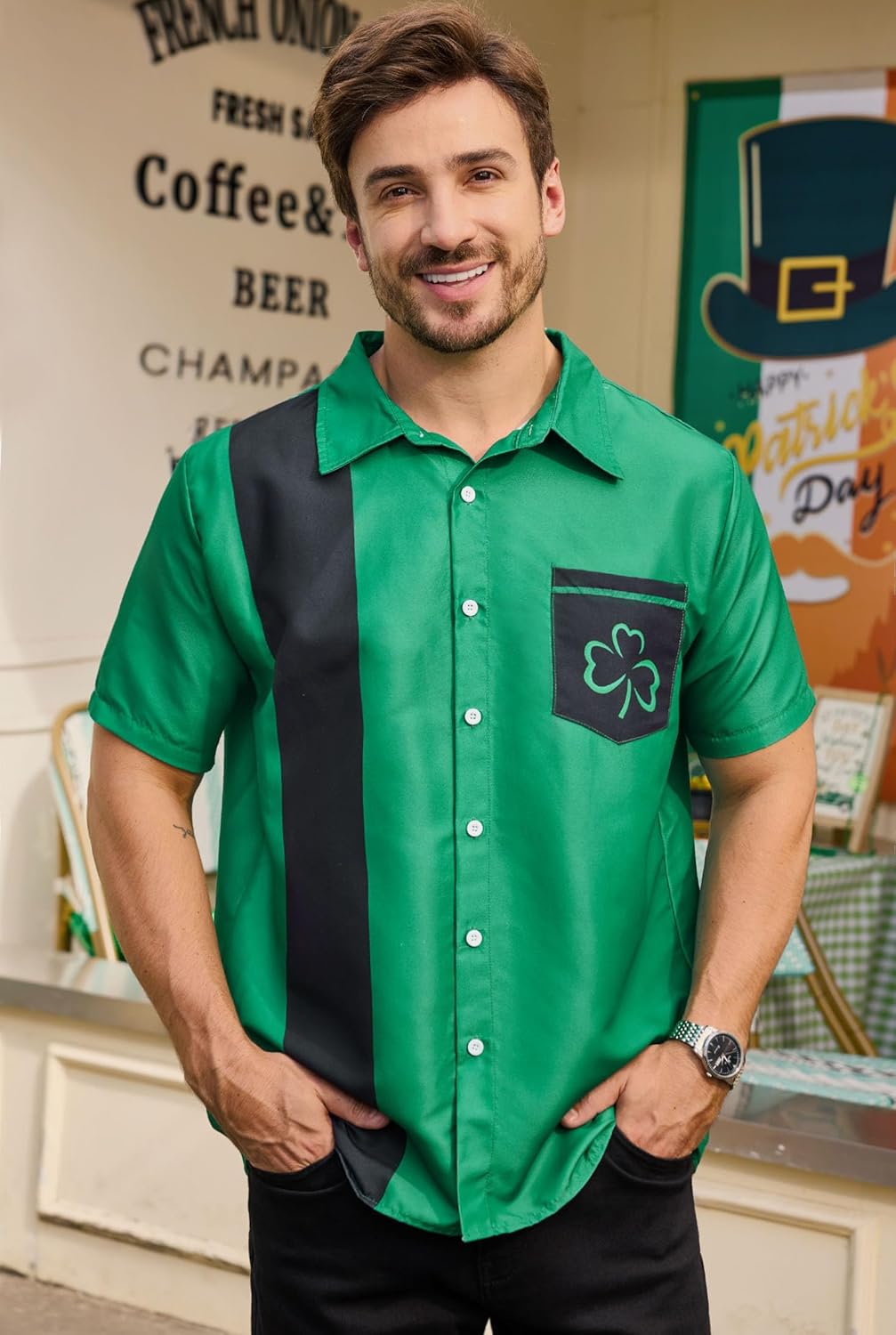 Arvilhill Men's St Patricks Day Printed Button Up Shirt - Image 2