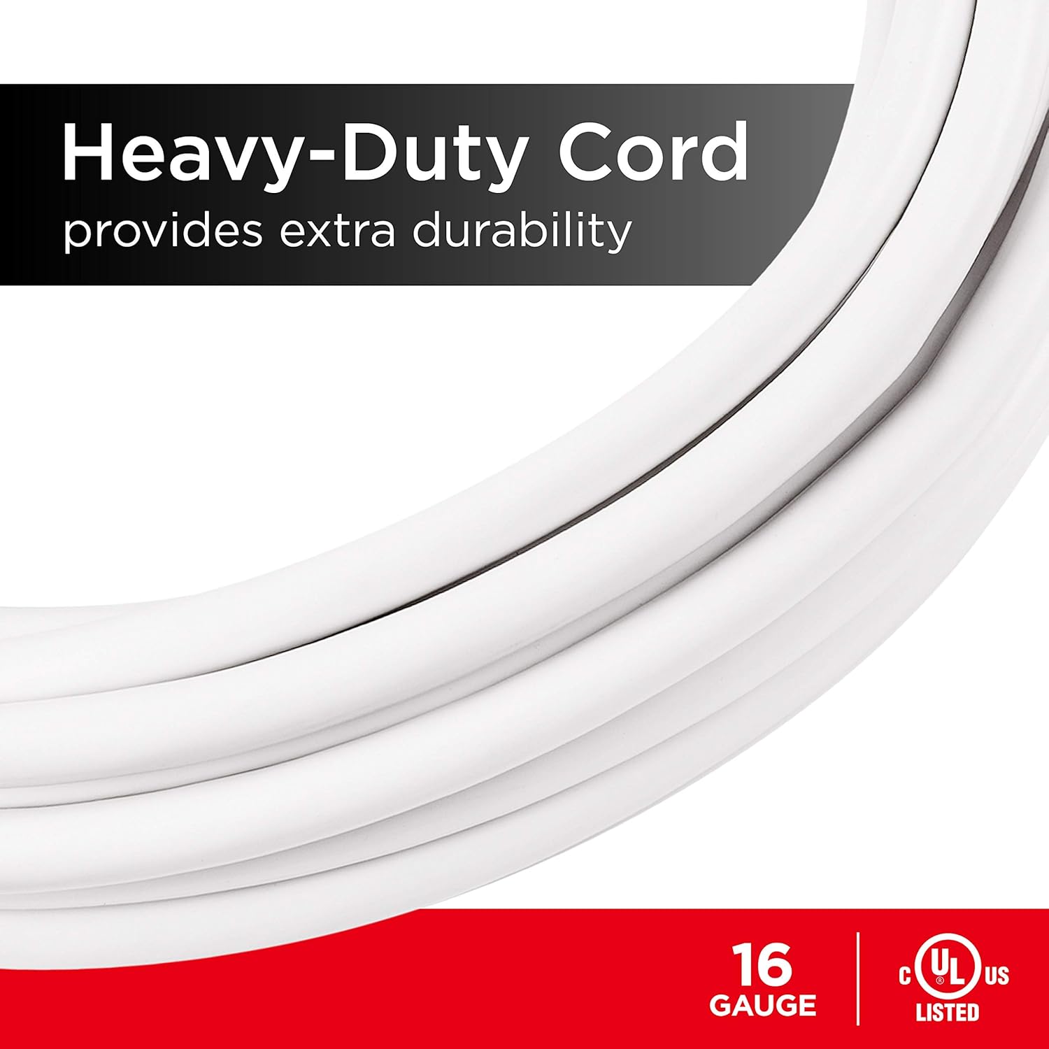 UltraPro 25 Ft Outdoor Extension Cord 2 Pack 3 Outlet Extension Cords Outlet Power Strip Short Extension Cord with Multiple Outlets Grounded Heavy Duty Extension Cord 16 Gauge UL Listed White 50812