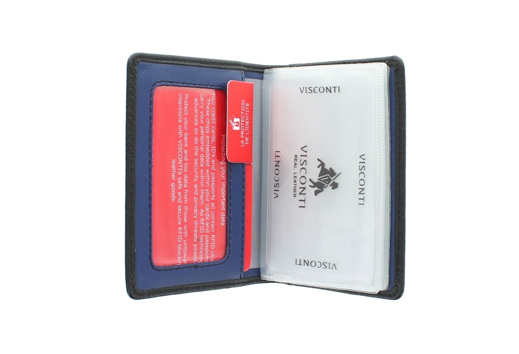 Visconti Slim Collection Laser Leather Card Holder with RFID Protection VSL24 Black/Cobalt