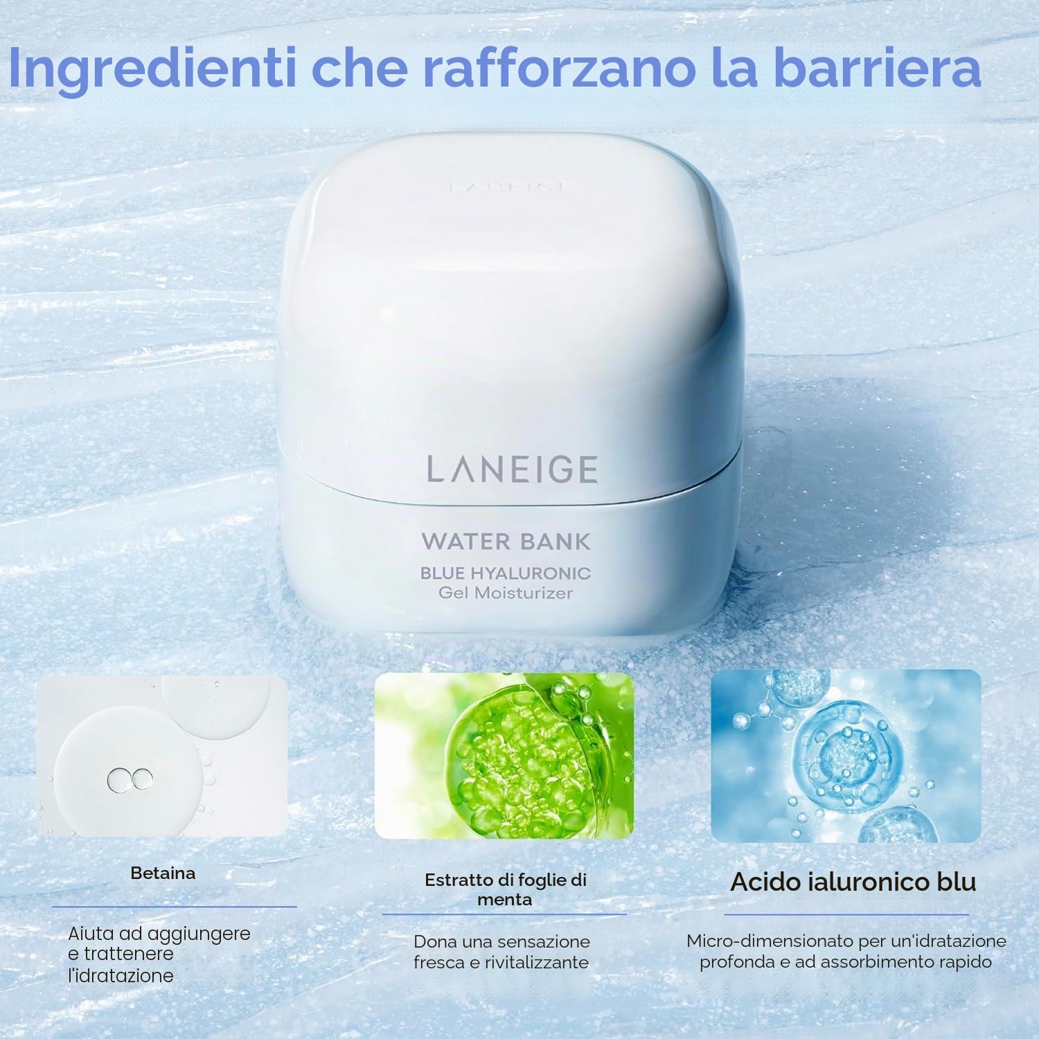 Laneige Crema ialuronica blu della banca dell'acqua - combinazione per pelle grassa per crema unisex 1.7 oz