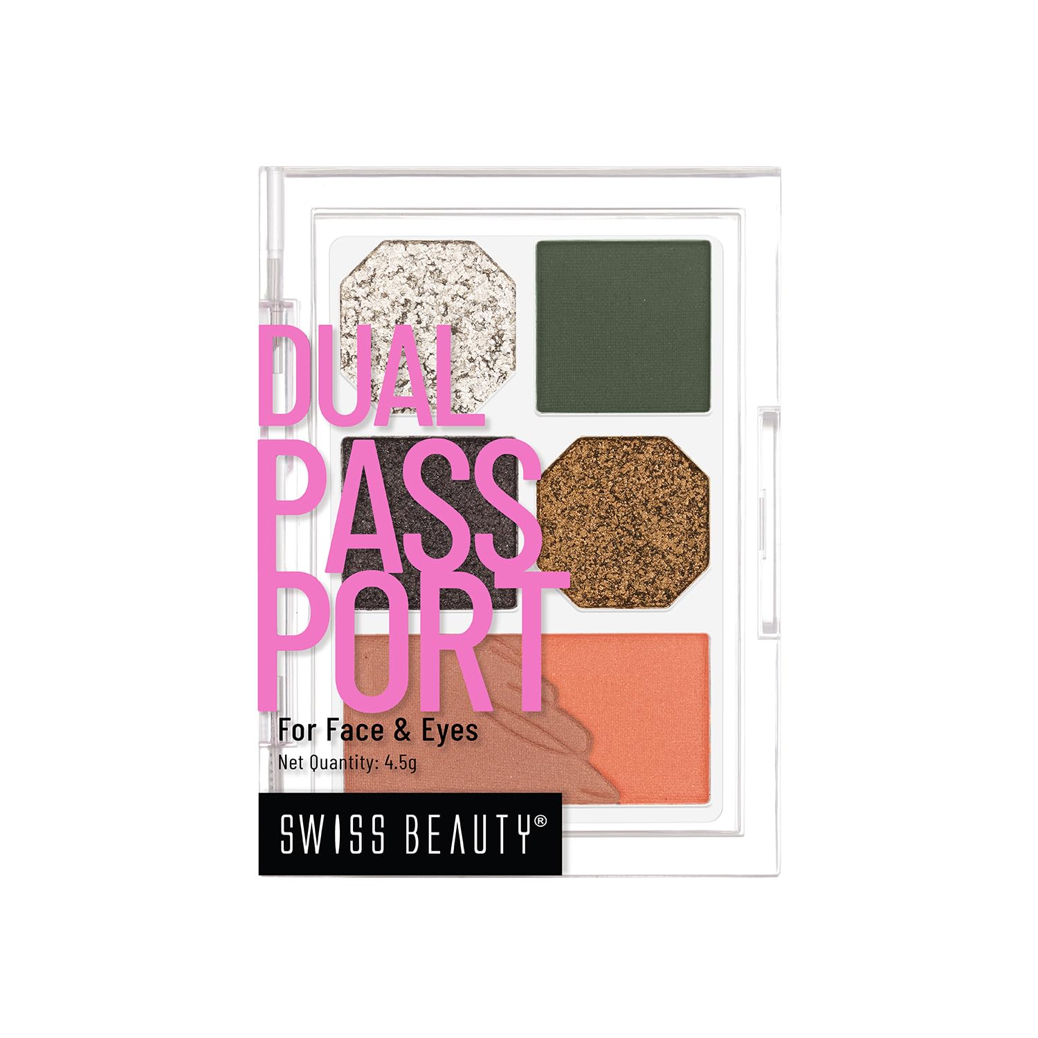 Swiss Beauty Face and Eye Dual Passport Palette | Eyeshadow + Blusher Palette | Combination of Mattes and Shimmers | Compact and Travel Friendly makeup kit | Shade- Everyday, 4.5g