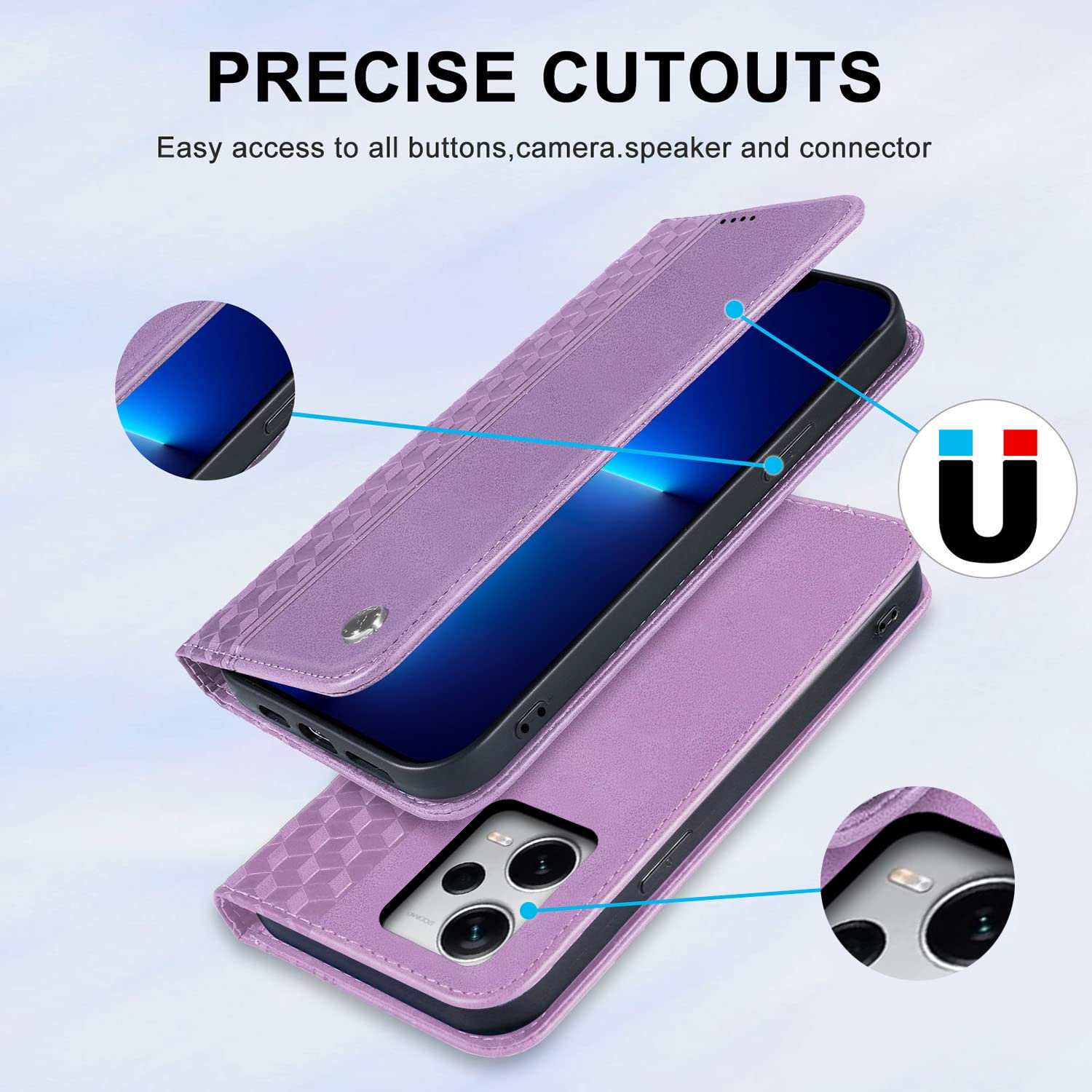 Cover per Xiaomi Redmi Note 12 Pro Plus, Flip Caso in PU Pelle Premium Portafoglio Custodia [Kickstand] [Slot per Schede] [Chiusura Magnetica] Telefono Case con Xiaomi Redmi Note 12 Explorer