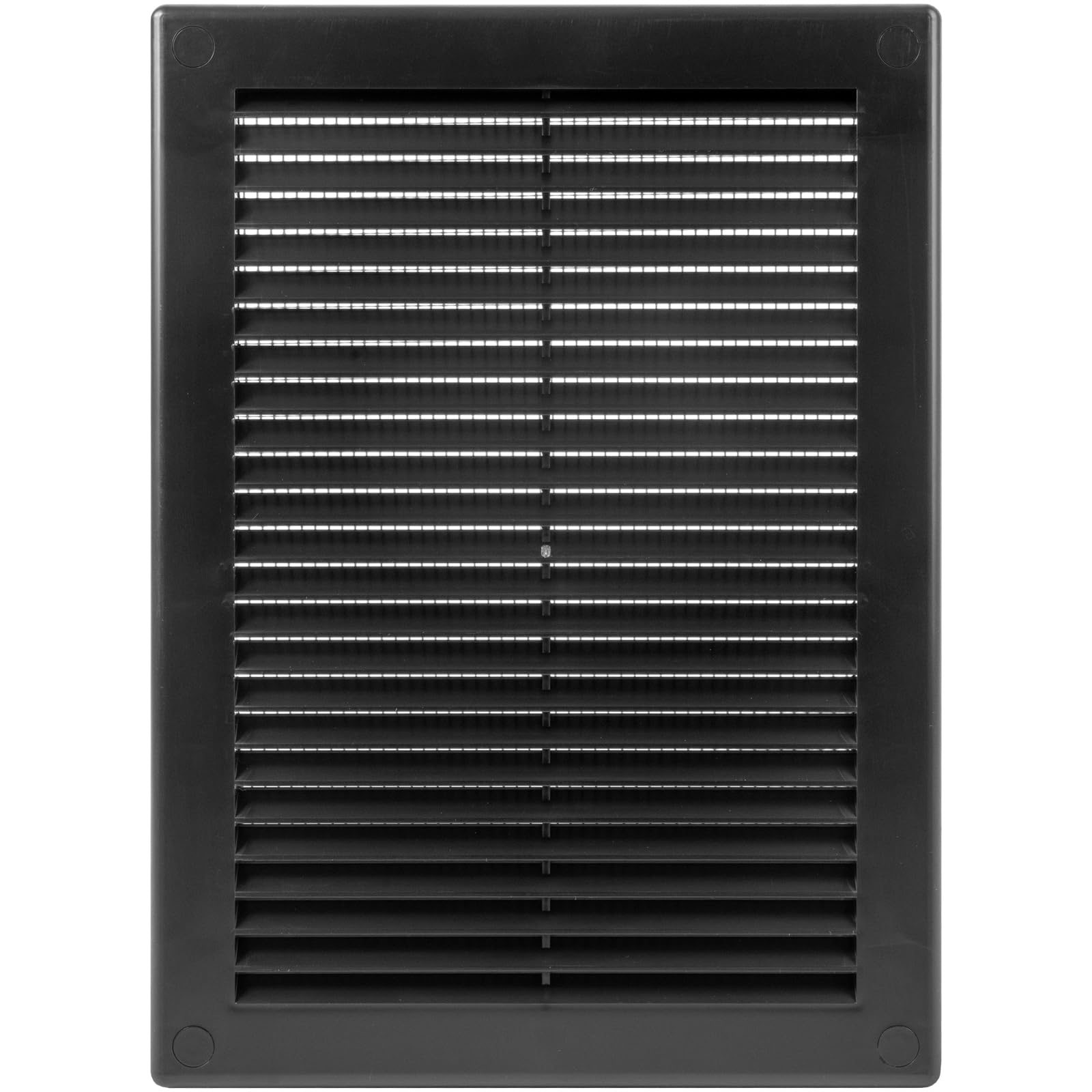 ECOPRO VENT 180 x 250 mm Black Rectangular Vent Grille with Protective mesh. Lightweight Plastic Ventilation Register/Cover. Indoor and Outdoor Soffit Vent