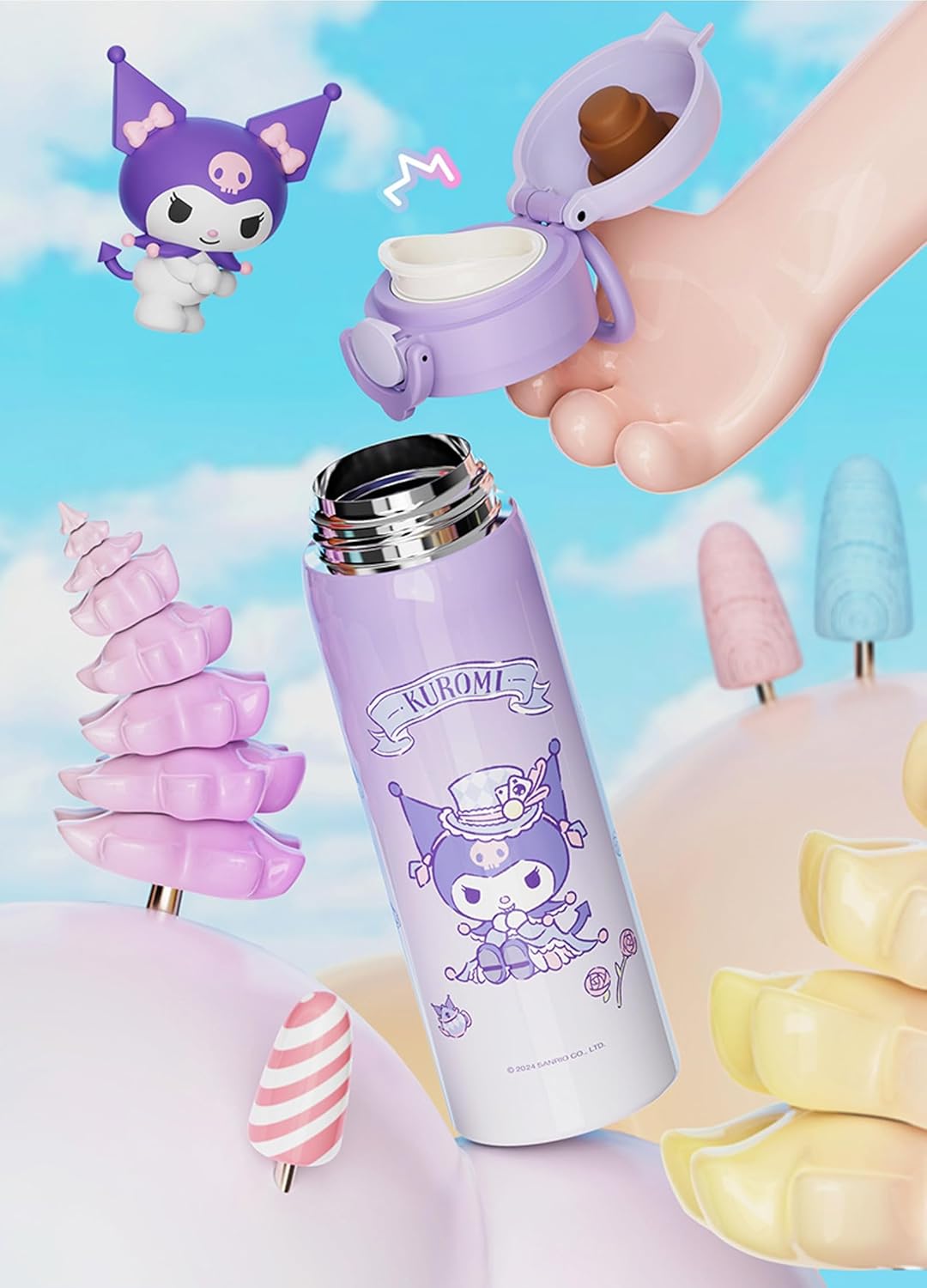 Kuromi Stainless Steel Insulated Water Bottle 500ml - Image 2