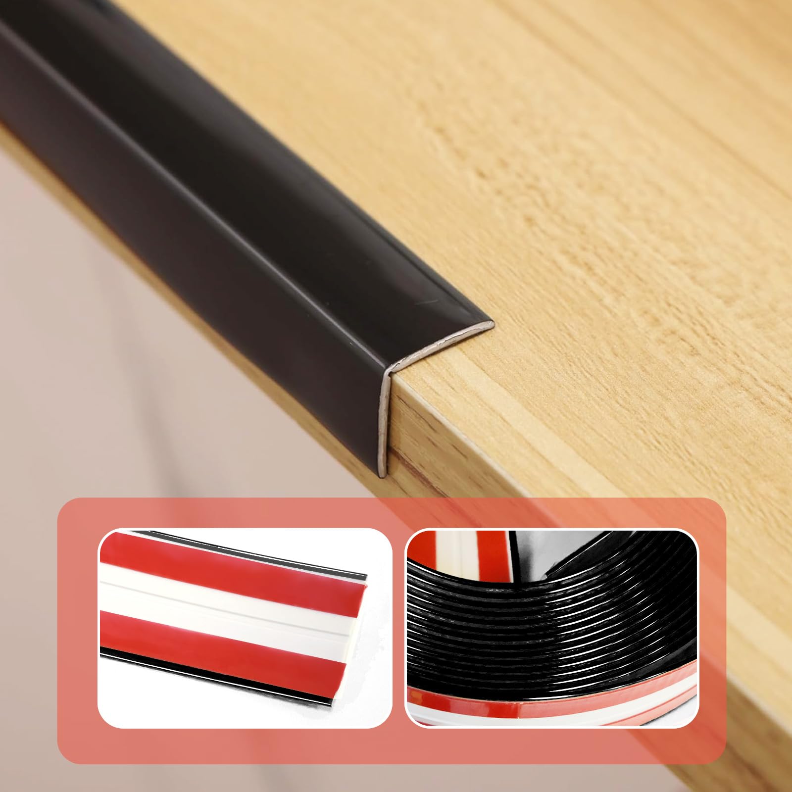 Flexible Innen- und Außeneckleiste, 6,6 m, abziehen und aufkleben, für Wände, Eckverkleidung, Wandeckenschutz, Schwarz, Breite 4,1 cm