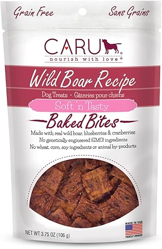 CARU - Soft 'n Tasty Baked Bites - Golosinas para perros Wild Boar Bites - Deliciosas golosinas de entrenamiento - 3.75 oz. disponible en Yaxa Peru