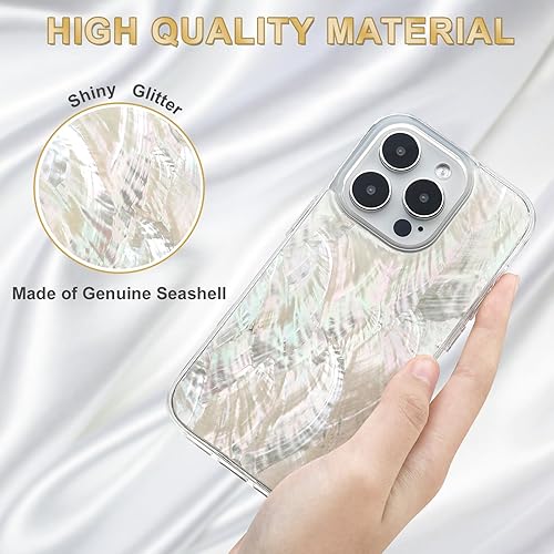Miniatura 6 de Funda para iPhone 16 Pro fabricada con concha marina genuina única, duradera, impresionante hermosa, protección contra caídas, funda estética de