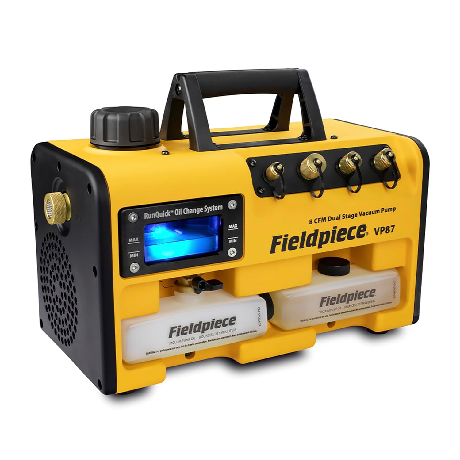 Fieldpiece VP87 Vacuum Pump – 8 CFM, ¾ HP DC Motor, RunQuick Oil Change System – Portable - Professional HVAC Tool - A2L Compatible