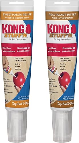 KONG Stuff'N - Pasta para rellenar golosinas para perros, saludable con ingredientes naturales, golosina cremosa para perros en tubo, mantequilla de