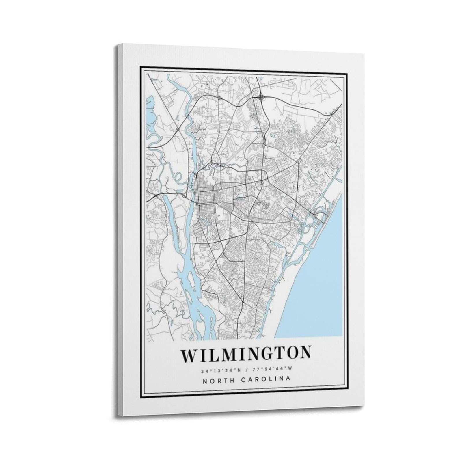 xiaoxiaoshen Wilmington NC Map Canvas Poster Wall Art Prints Room Aesthetic Murals Bedroom And Living Decorations 20x30inch(50x75cm)