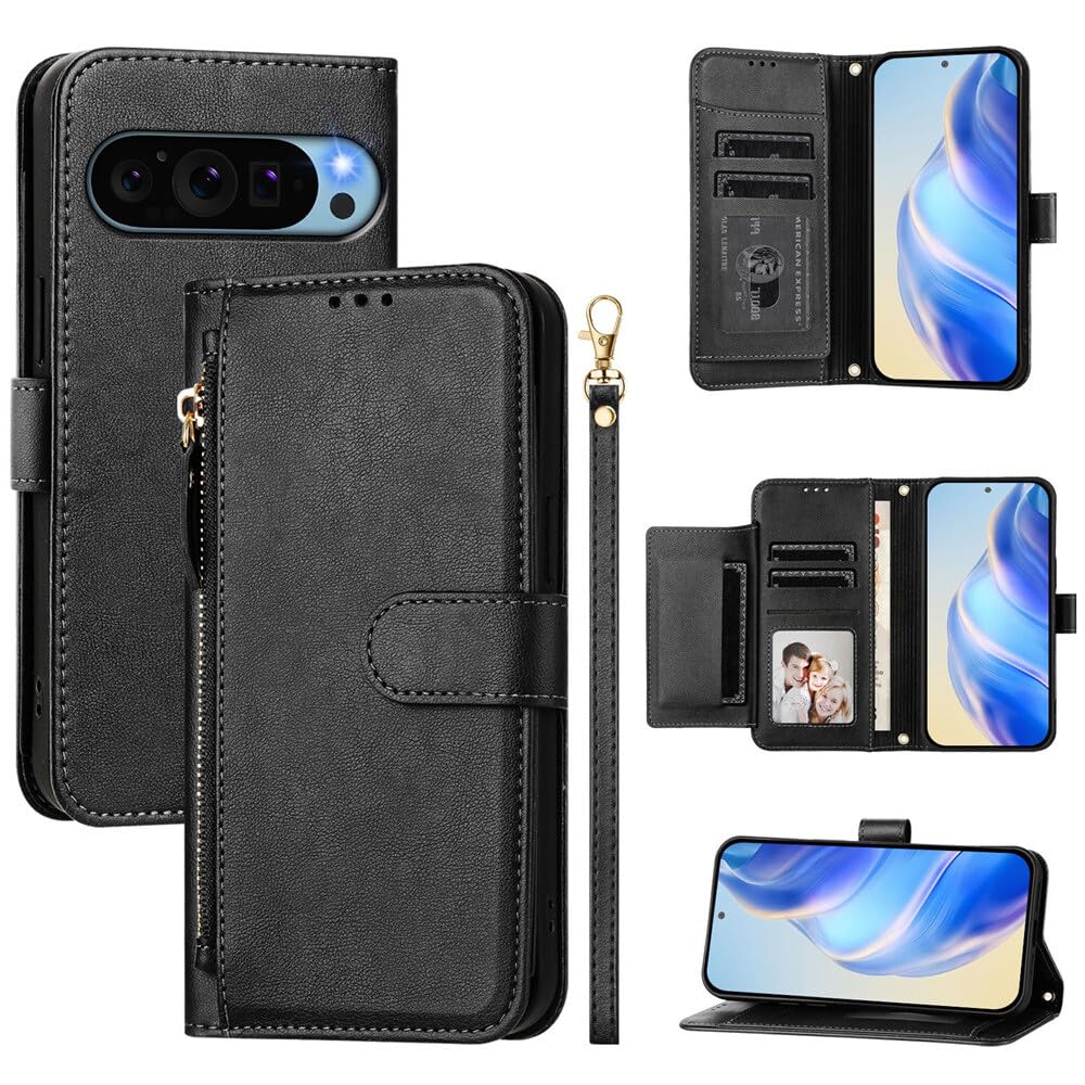 Étui pour Google Pixel 8 noir avec fermeture éclair et sangle arrière - 7