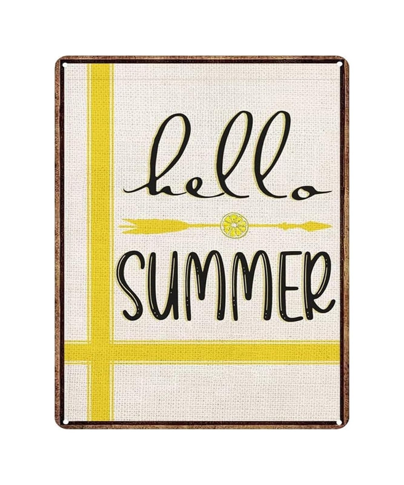 PKNVKZIDK Retro Summer Welcome Sign Metal Tin Sign with Lemons Arrow Yellow Vintage Wall Decor for Farmhouse Cottage Patio Entryway Happy Holiday Decor 8 X 12 inch