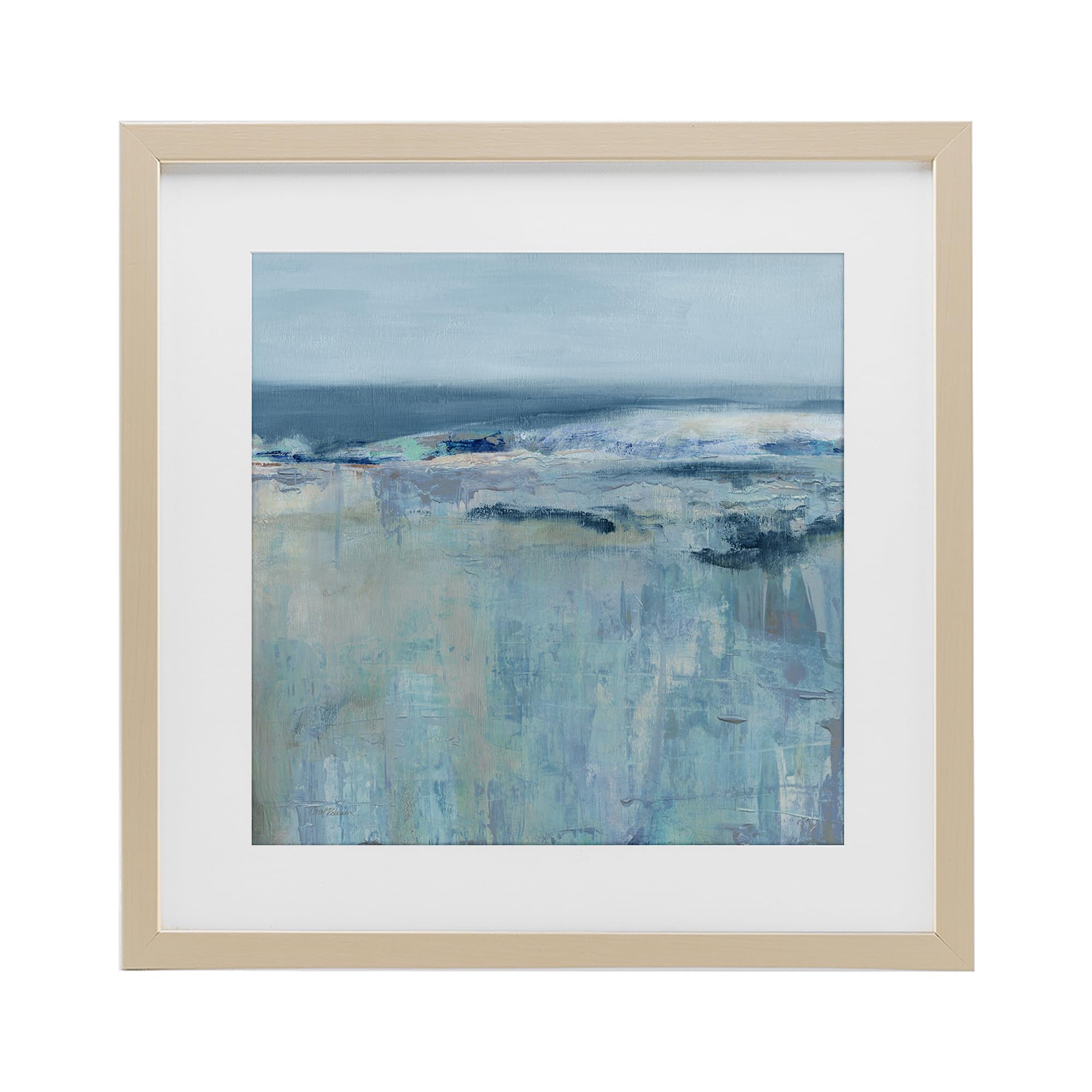 Stupell Industries Harvest Pine (Textured) Serene Abstract Seascape, 16 X 16 Inch Framed Print Under Glass