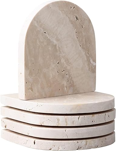 WORHE Posavasos de mármol para bebidas, juego de 5 posavasos para café, piedra de mármol natural, regalo para inauguración de la casa, decoración