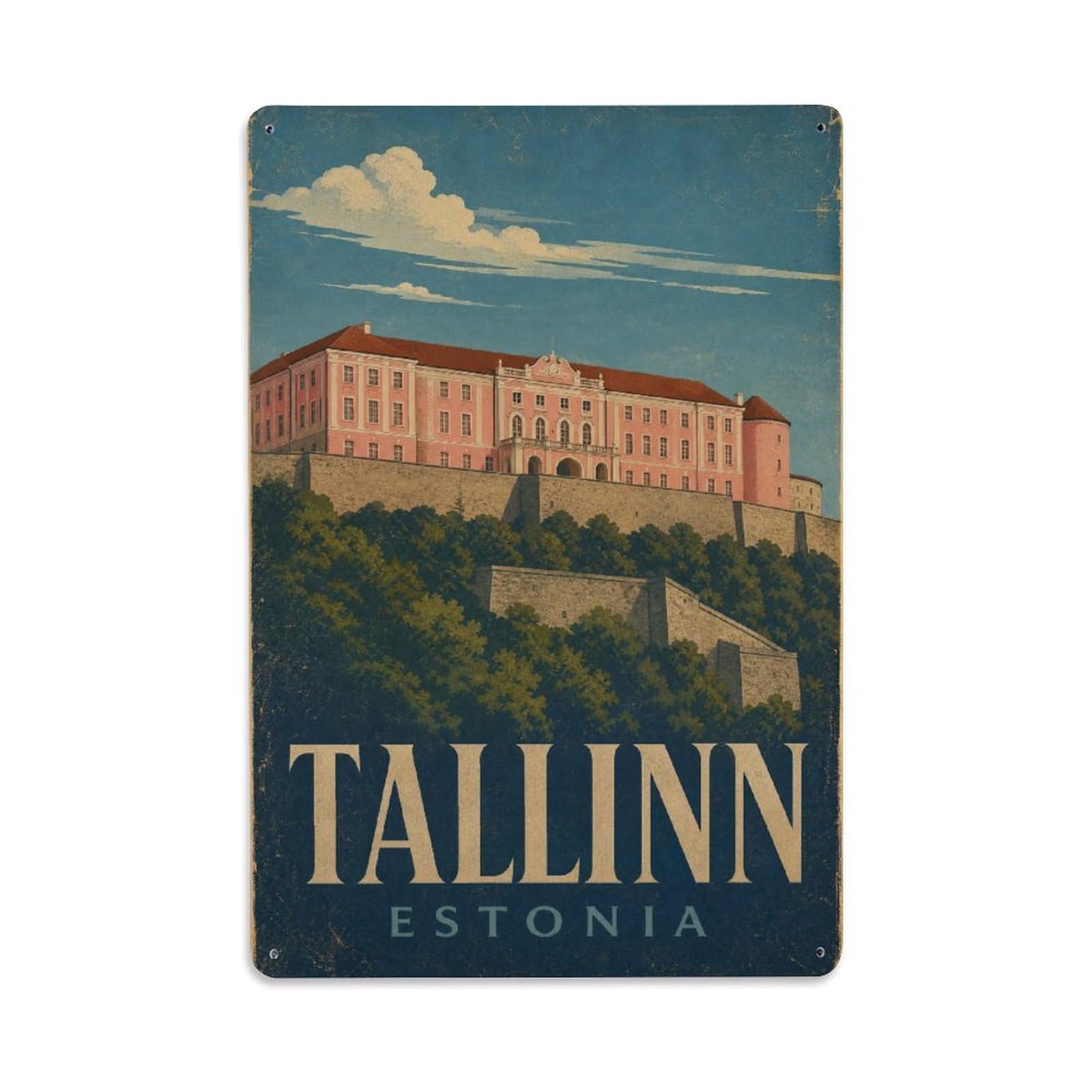 Retro Travel Estonia Tallinn Metal Tin Sign