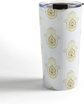 Society6 Barlena Hamsa Hand-Rose Gold 20oz Vacuum Insulated Travel Coffee Mug
