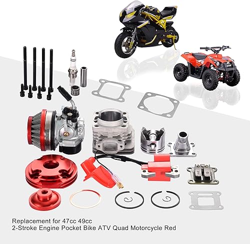 Miniatura 6 de GOOFIT Juego de bobinas de encendido con filtro de aire de carburador cilíndrico de 1.732 in, calibre grande, 53 cc, 54 cc, kit superior de pistón